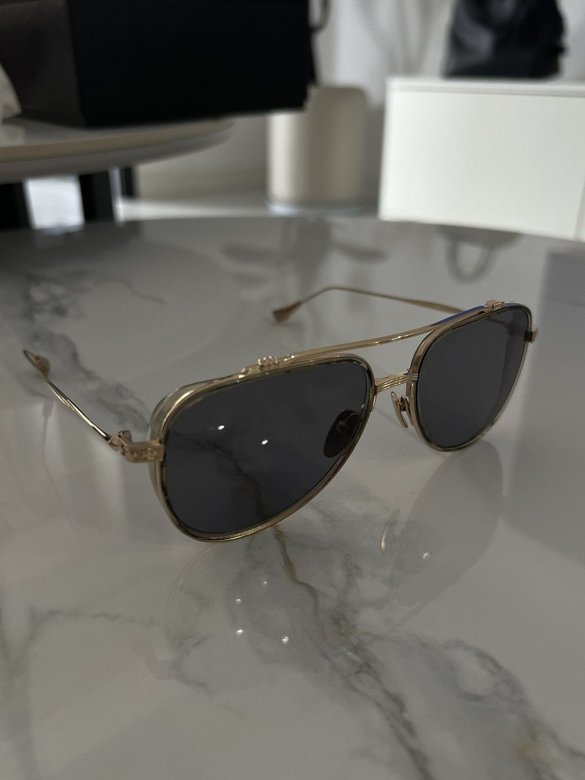 Chrome Hearts Chrome Hearts „Whisker Biscuit“ Gold Aviator Glasses Size ONE SIZE - 9 Thumbnail