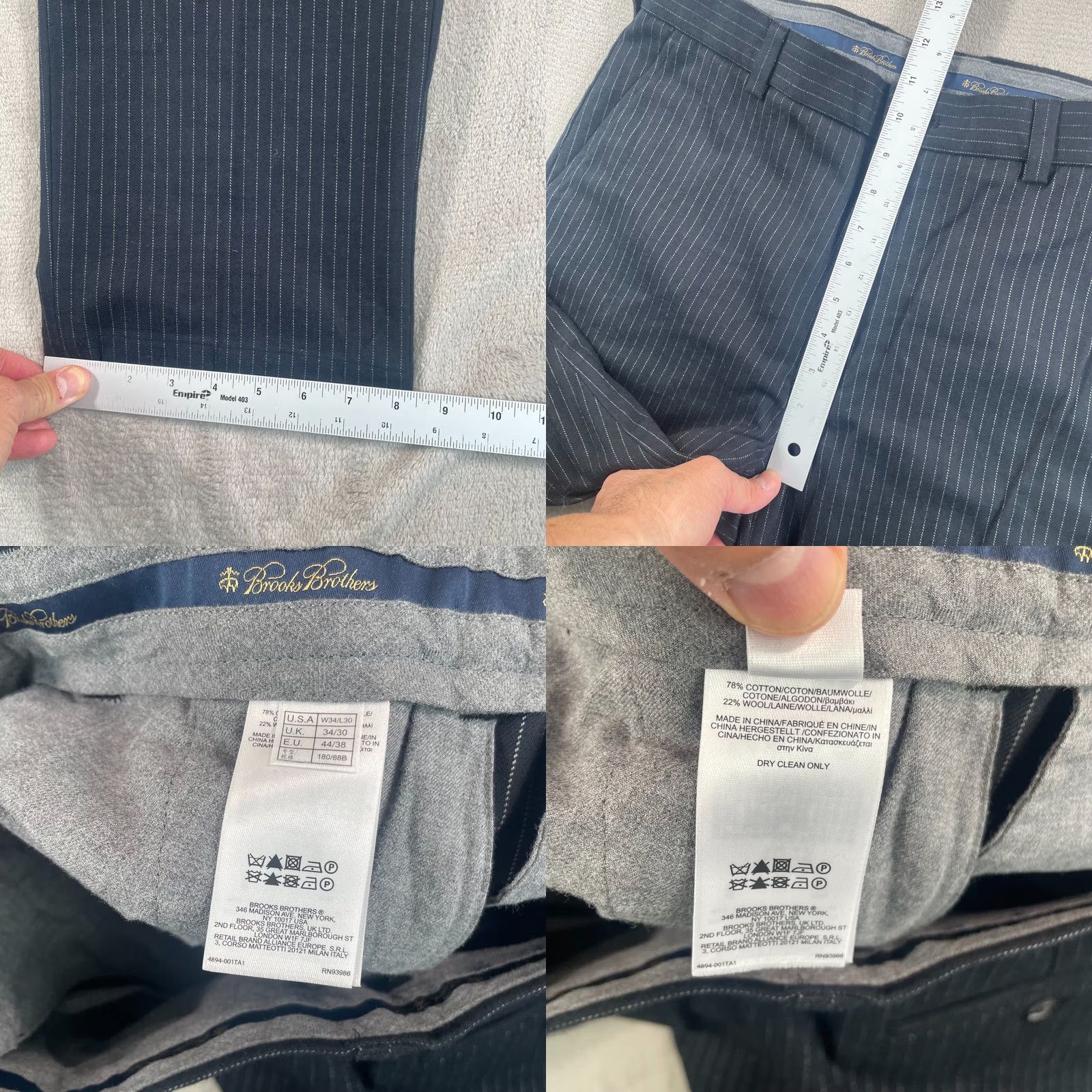 Brooks Brothers Brooks Brothers Clark Trouser Pants Men 34x30 Black Pinstripe Wool Blend NWOT Size US 34 / EU 50 - 8 Thumbnail