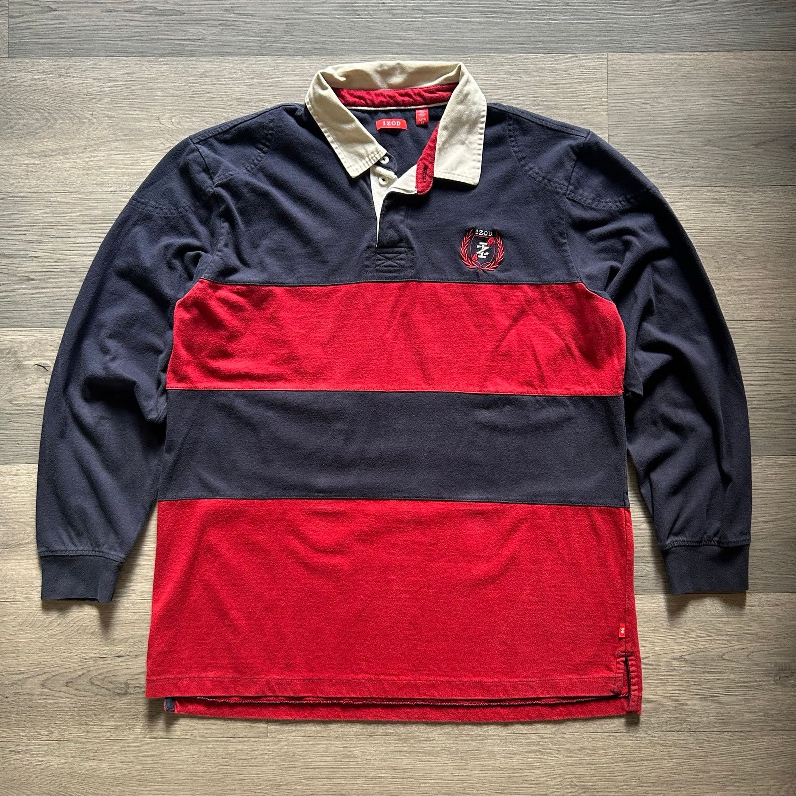 Izod Vtg y2k IZOD Men's Long Sleeve Striped Rugby collared Shirt Size US XL / EU 56 / 4 - 1 Thumbnail