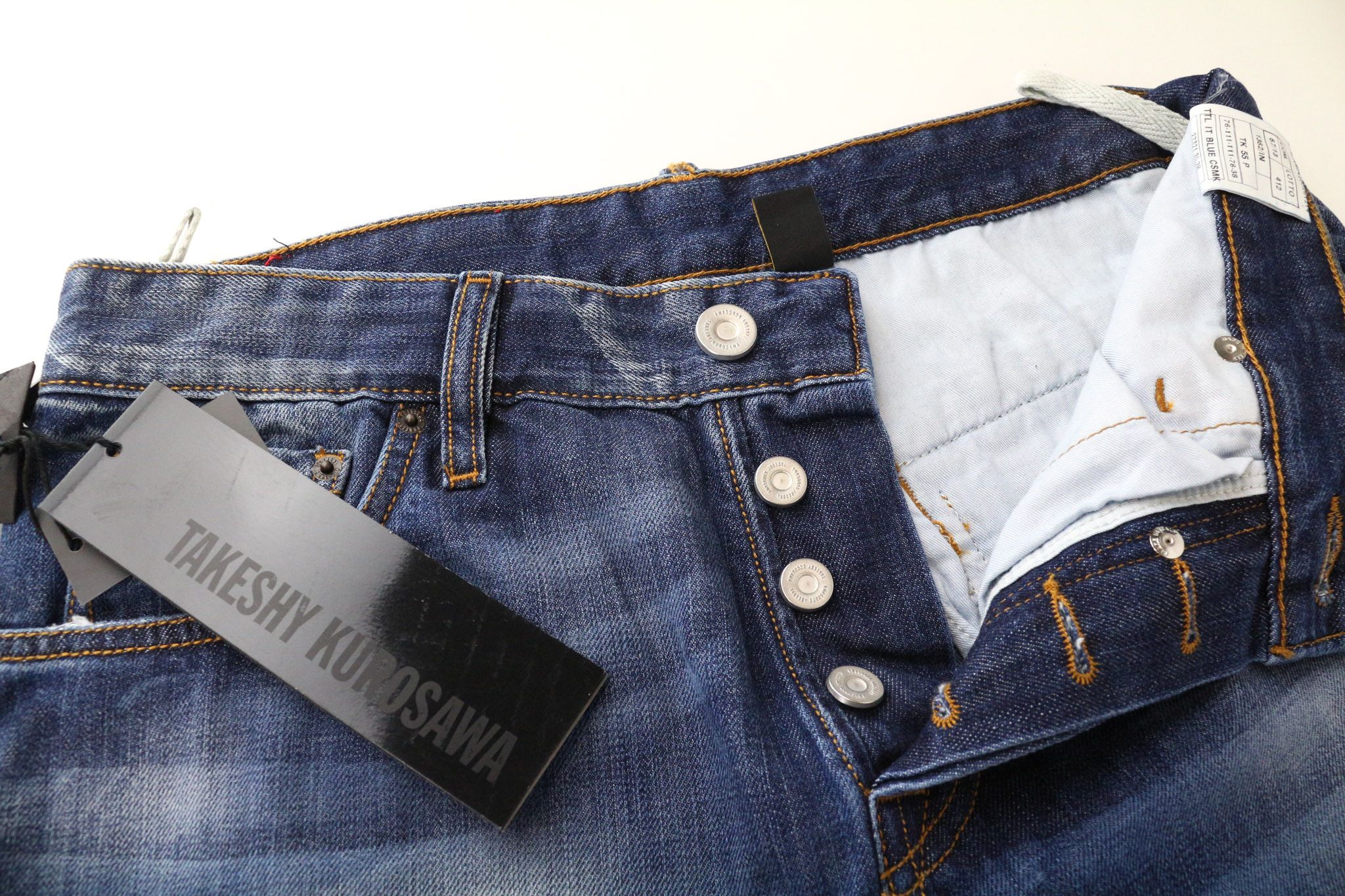 Takeshy Kurosawa TK 55 P W30 Blue Slim Taper Distressed Jeans 75954 Size US 30 / EU 46 - 3 Thumbnail