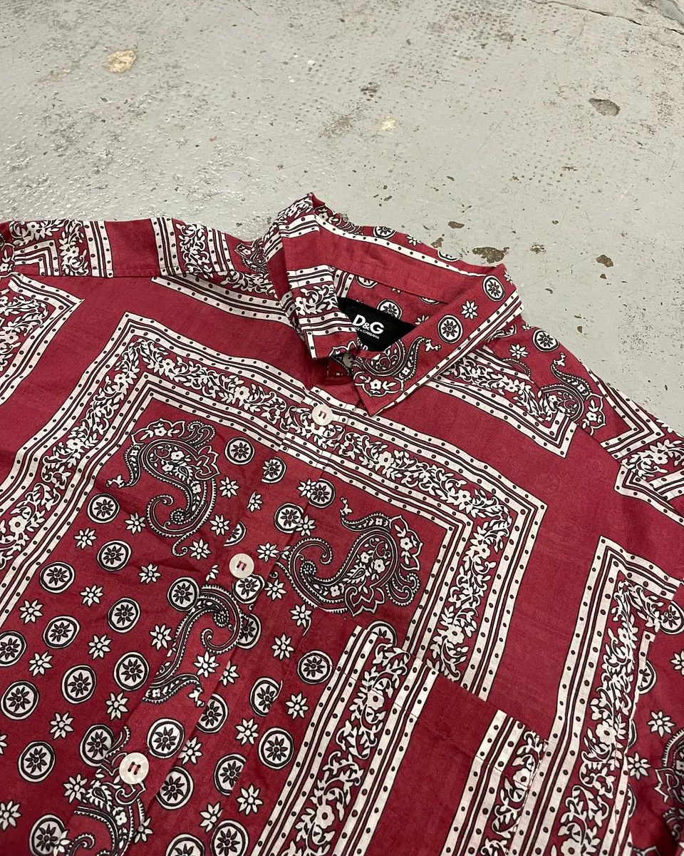 Dolce & Gabbana Dolce & Gabbana Burgundy Paisley Bandana Print Shirt Size US M / EU 48-50 / 2 - 5 Thumbnail