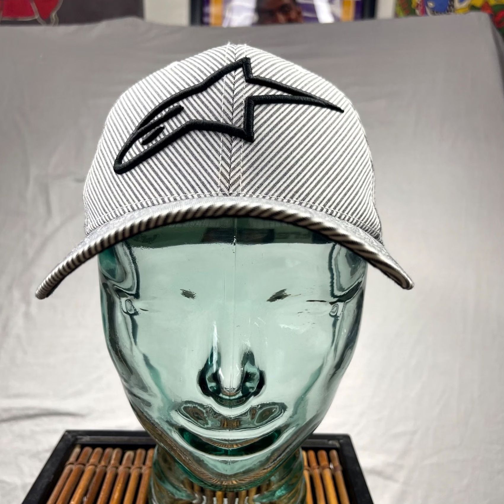 Alpinestars VINTAGE Alpinestars Hat Cap Mens Small Medium Striped Baseball Cap Gray M Mens Men Casual Striped Riding Motocross Y2K Accessories Hat Size ONE SIZE - 2 Thumbnail