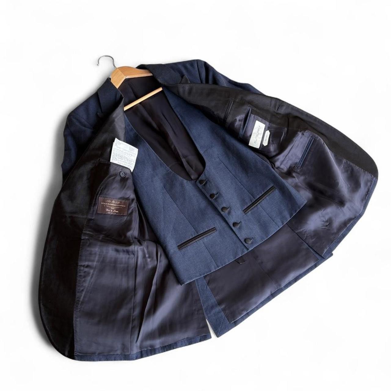 Suitsupply SuitSupply Blue Wool Linen Tuxedo Jacket & Waistcoat 34R Size 34R - 8 Thumbnail