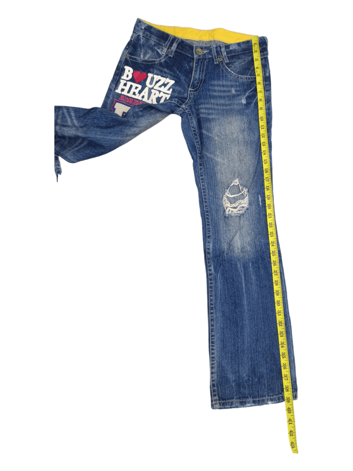 Japanese Brand BUZZSPUNKY Big Blowout Patched Distressed Flare Jeans Size US 29 - 18 Thumbnail