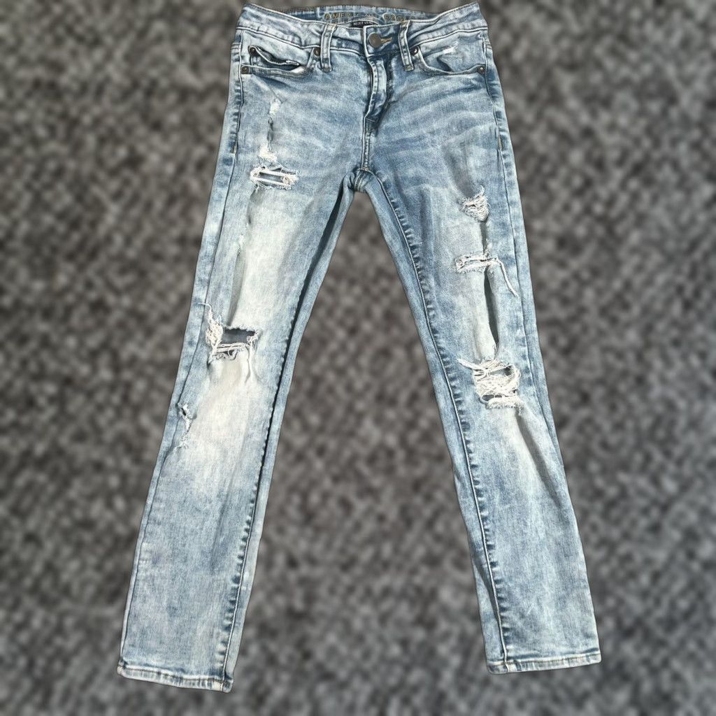 American Eagle Outfitters VINTAGE American Eagle Outfitters Jeans Men Skinny 28x27 Light Wash Distressed 5-Pocket Denim Size US 26 / EU 42 - 1 Thumbnail
