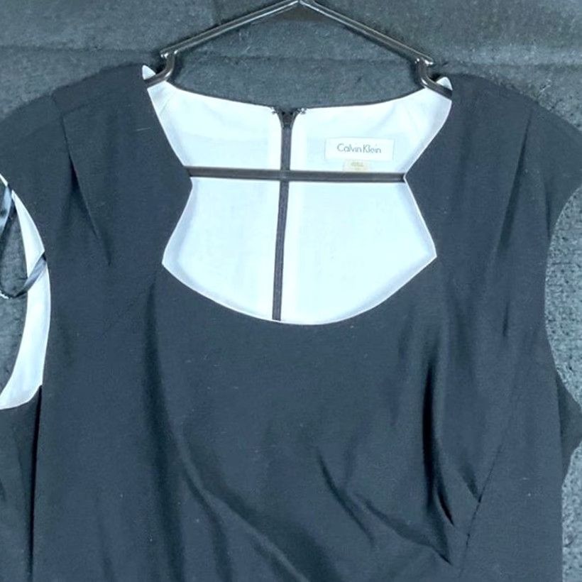 Calvin Klein Calvin Klein Womens Dress Black Sleeveless Ruched Side Back Zip Stretch 10 Size L / US 10 / IT 46 - 2 Thumbnail