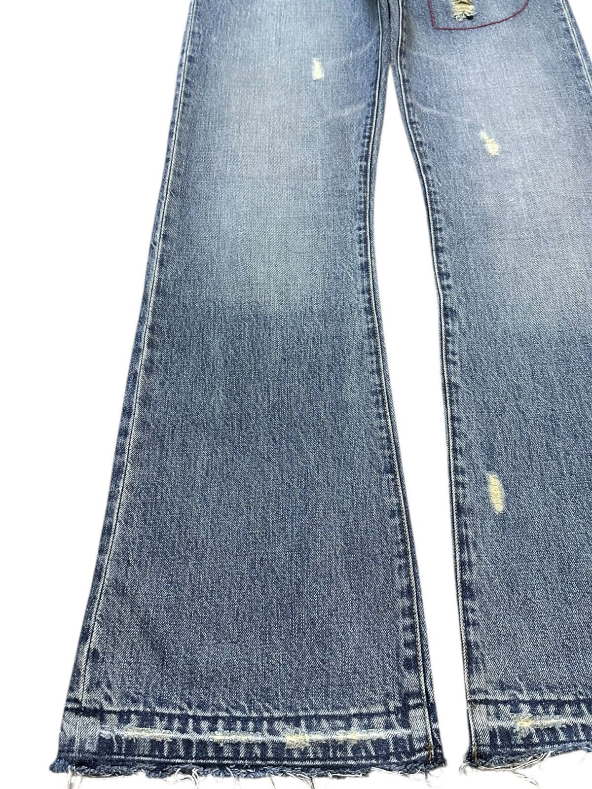 Cout de la Liberte Vintage Coats Of Arms Famock Flare Grunge Distressed Denim Size US 31 - 4 Thumbnail
