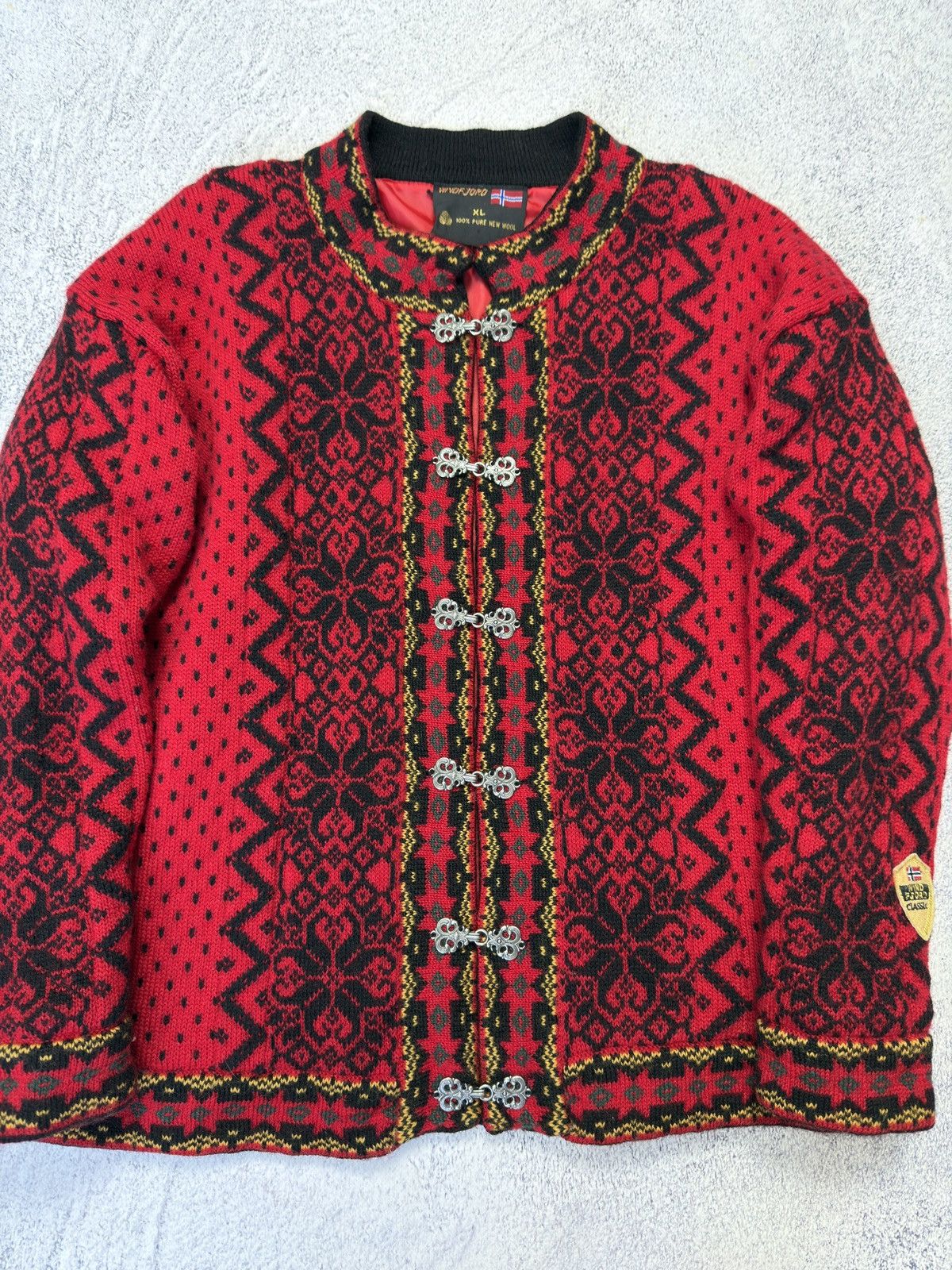 Dale Of Norway Vintage Windfjord Norway Pure Wool Nordic Cardigan Red Size US XL / EU 56 / 4 - 5 Thumbnail