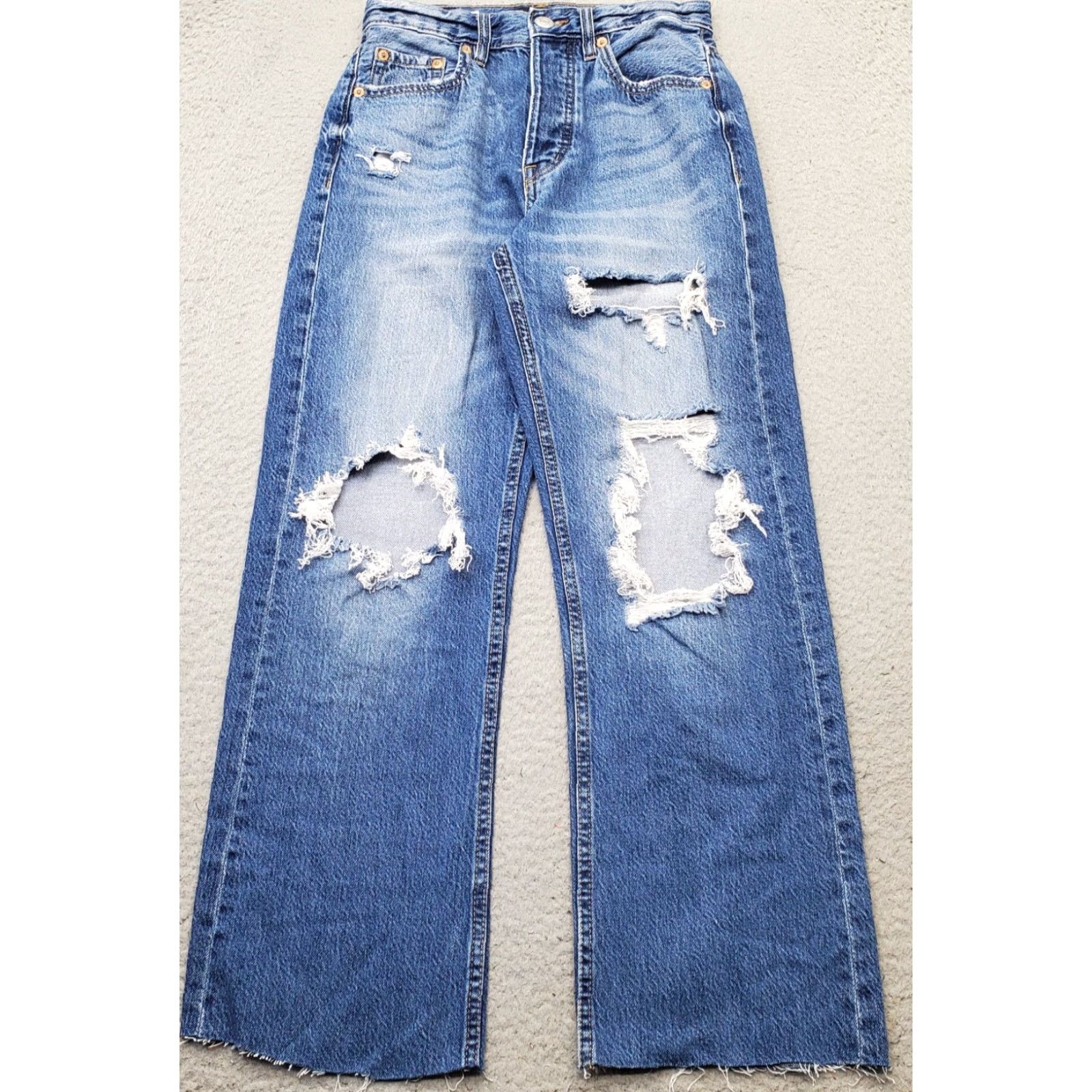Vintage Aéropostale Womens 2 Blue Denim Baggy Jeans Button Fly Distressed 90’s Size 2 Jeans Womens Size 2 Blue Denim Baggy Jeans Distressed Size 26" / US 2 / IT 38 - 2 Thumbnail