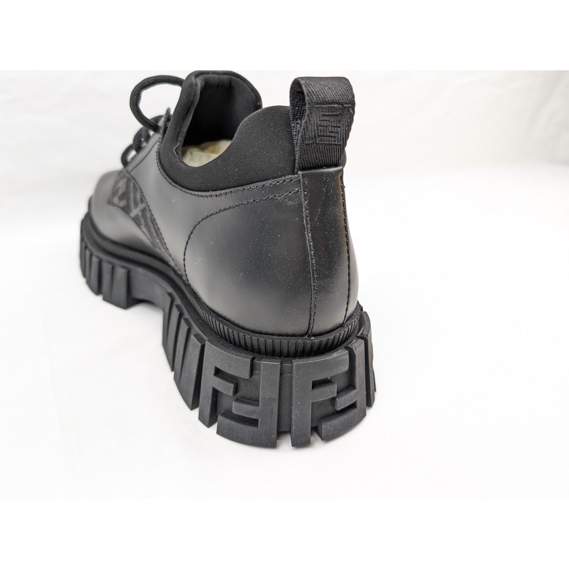 Fendi o1rshd1 Men's Lace Up Fabric Calf Leather Boots Shoe in Nero Size US 11 / EU 44 - 12 Thumbnail