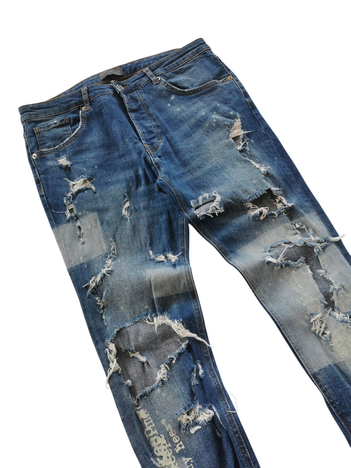 Zara Grunge Zara Distressed Zippered Ankle Slim Jeans, 32x28.5 Size US 32 / EU 48 - 2 Thumbnail