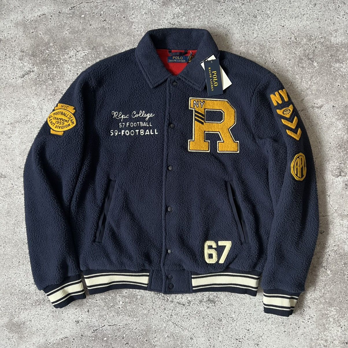 Polo Ralph Lauren NWT Polo Ralph Lauren Sherpa Fleece Varsity Letterman Jacket Size US M / EU 48-50 / 2 - 1 Thumbnail