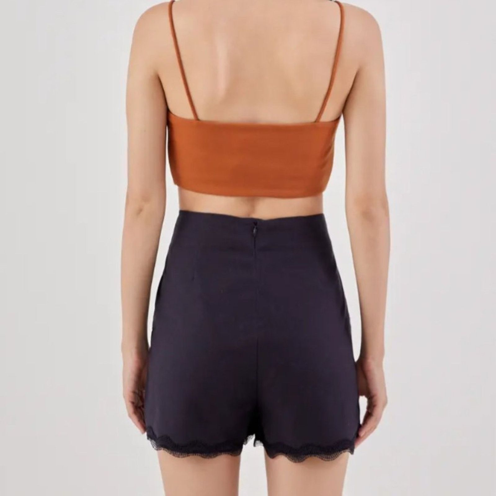 Other Love Bonito Navy Blue Linen Scallop Skorts Size 28" / US 6 / IT 42 - 3 Thumbnail
