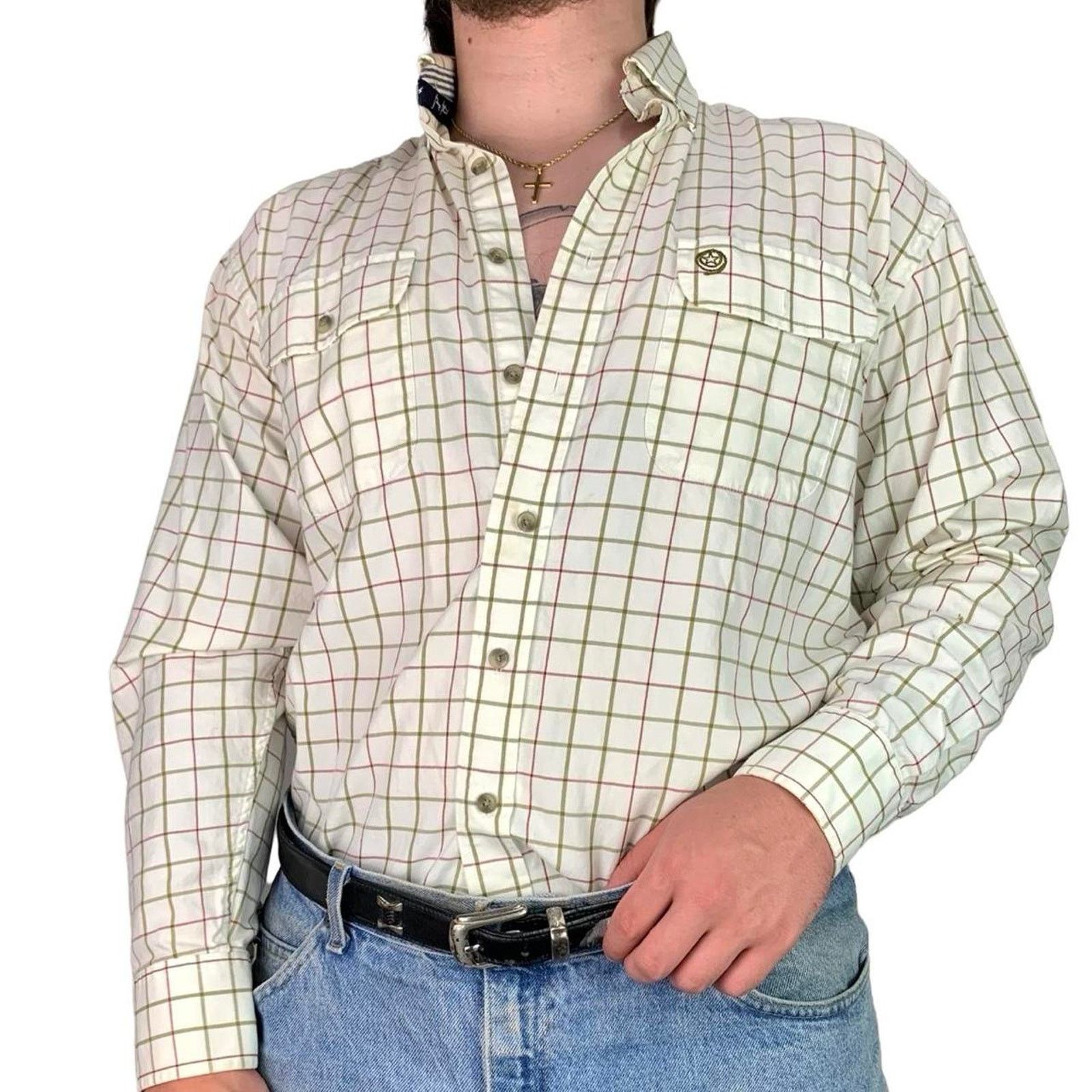 Vintage × Wrangler Vintage Wrangler George Strait Striped Button Up Shirt Size US M / EU 48-50 / 2 - 1 Thumbnail