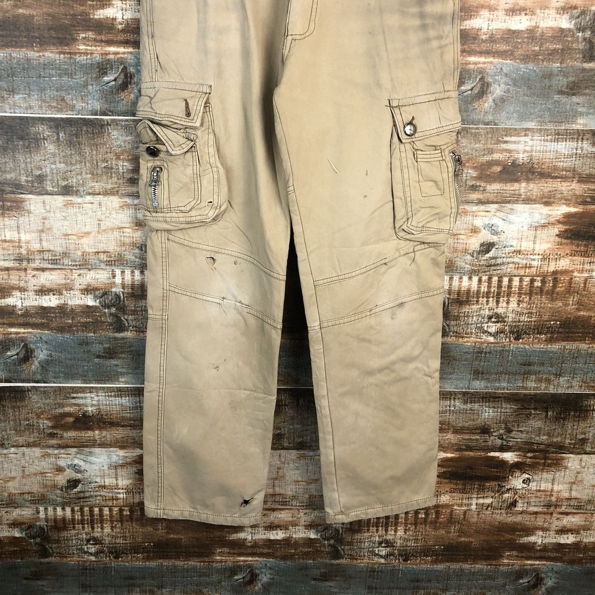 Japanese Brand DL J’apeng Brown Cargo utility Multipocket Pants #C115 Size US 33 - 3 Thumbnail