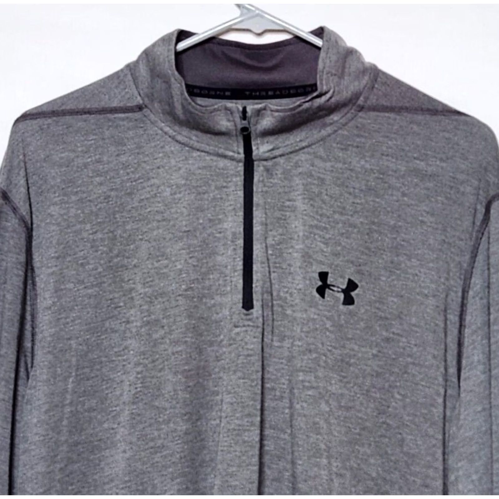 Under Armour Under Armour Mens 2XL Pullover Shirt 1/4 Zip Loose Threadborne Long Sleeve Gray Size US XXL / EU 58 / 5 - 3 Thumbnail