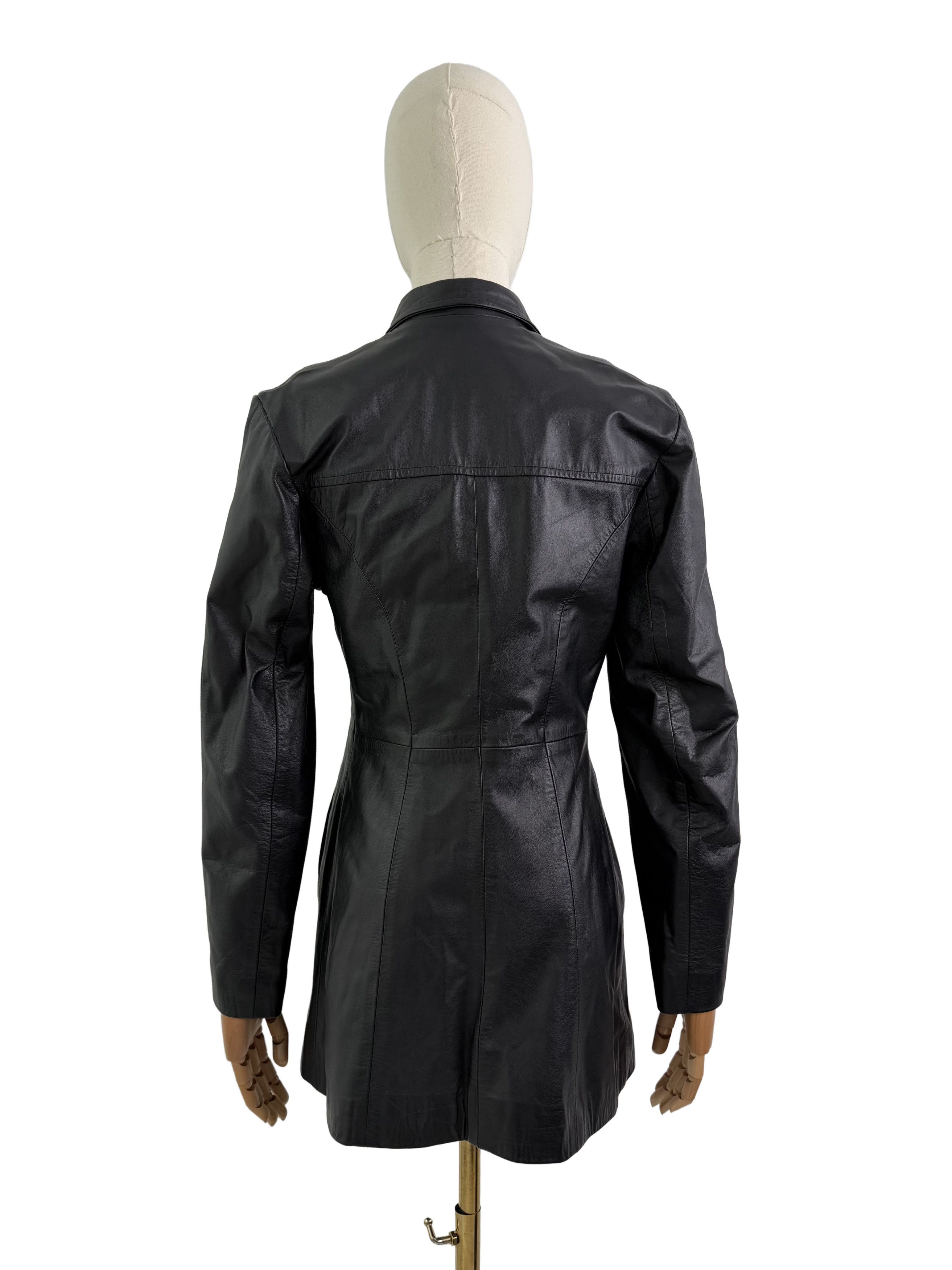 Vintage Vintage Leather Coat Jacket Button Front Mid Length Classic Size M / US 6-8 / IT 42-44 - 4 Thumbnail
