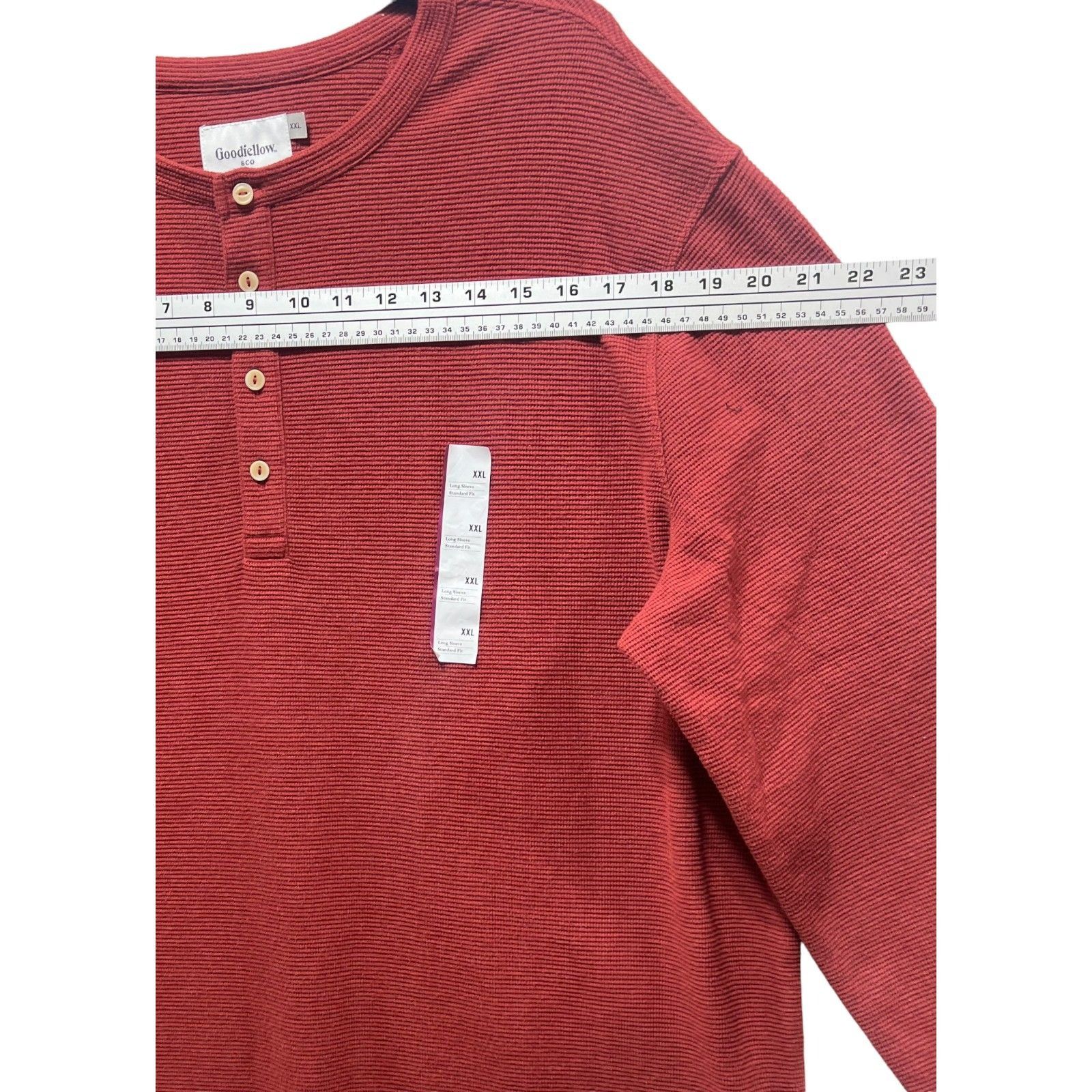 Other GoodFellow - Men's Long Sleeve Henley T-Shirt - Red - XXL Size US XXL / EU 58 / 5 - 4 Thumbnail