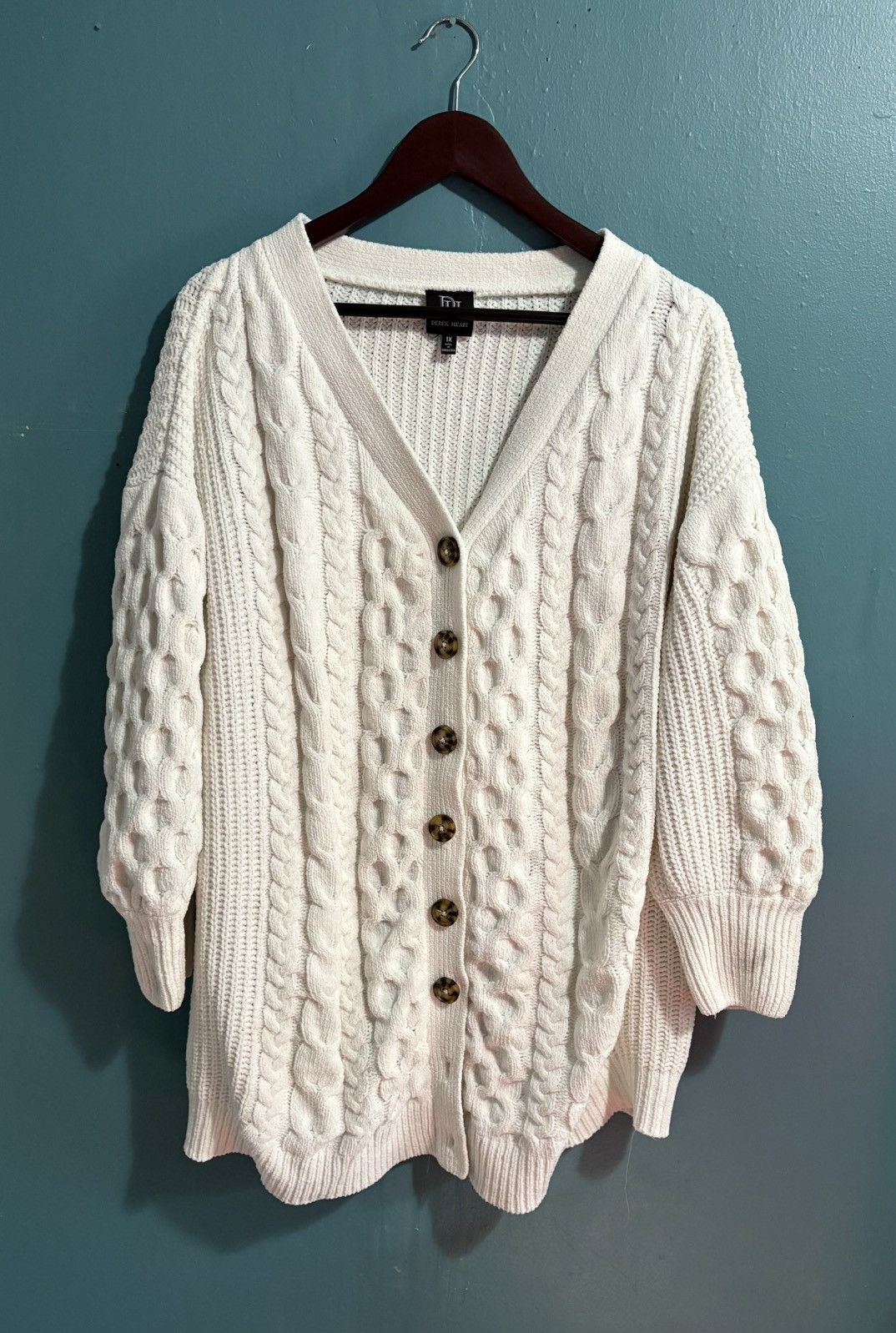 Other Derek Heart Women's Cardigan Cable-knit Crochet Sweater Size XL / US 12-14 / IT 48-50 - 1 Thumbnail