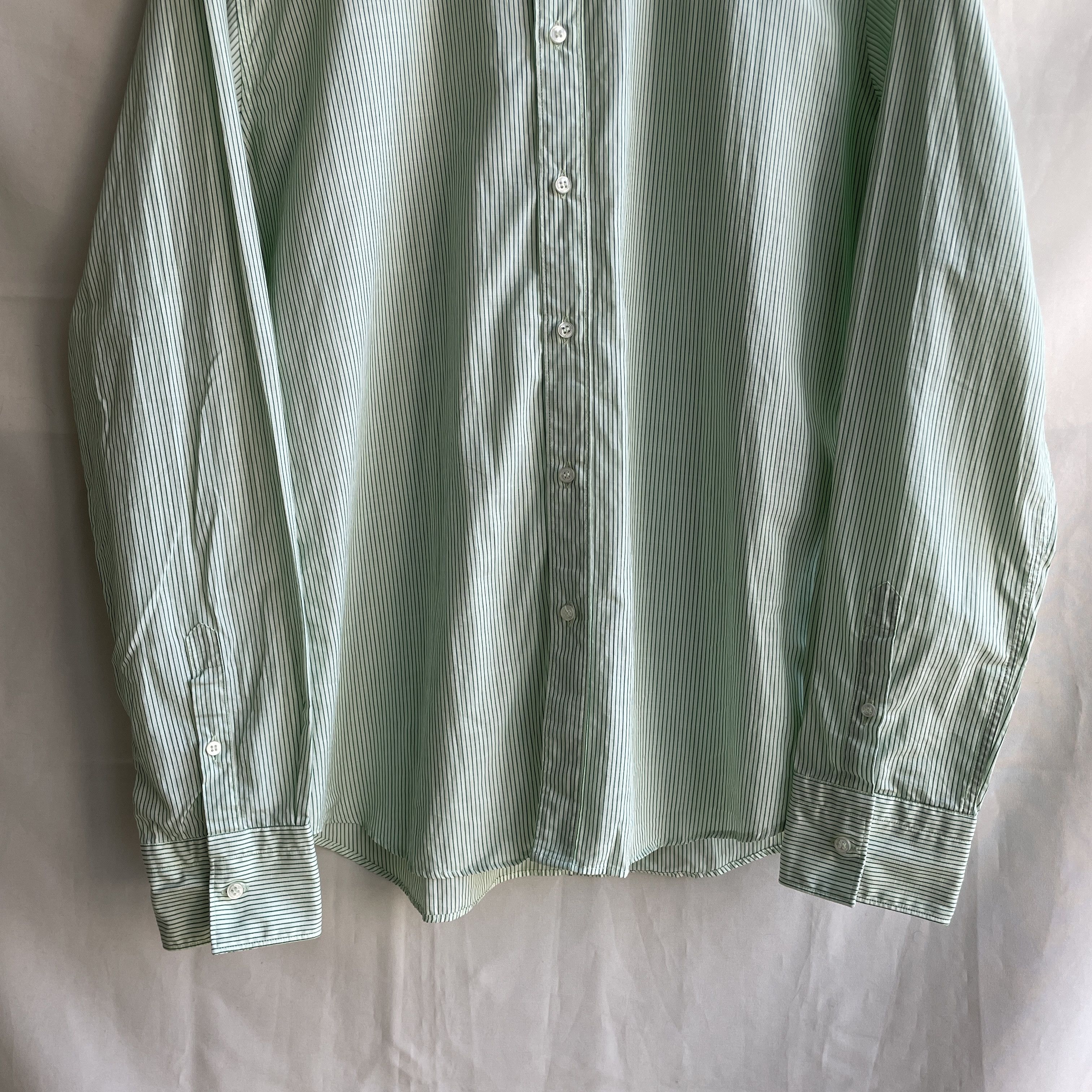 Other Poggianti 1958 Striped Light Green Dress Shirt Size 43 Size 44R - 5 Thumbnail
