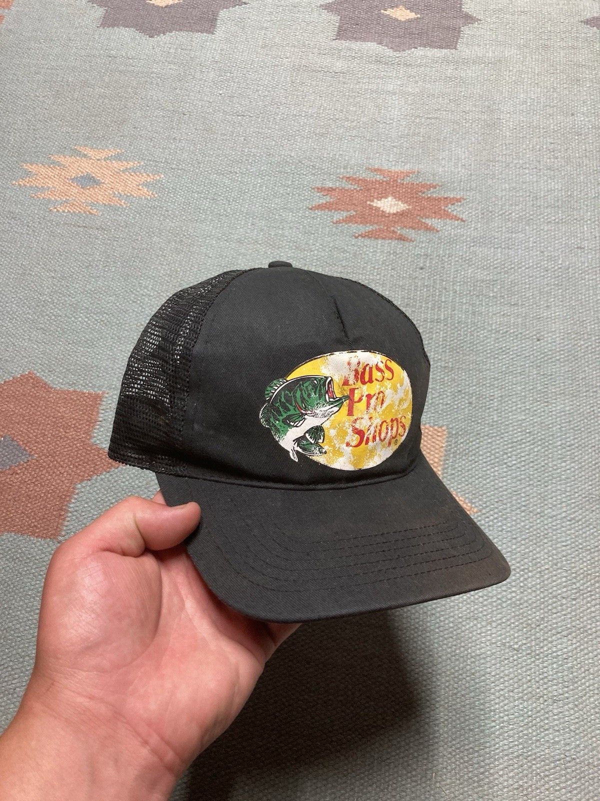 Vintage Vintage SnapBack hat bass pro shops faded graphic fish black Size ONE SIZE - 1 Thumbnail