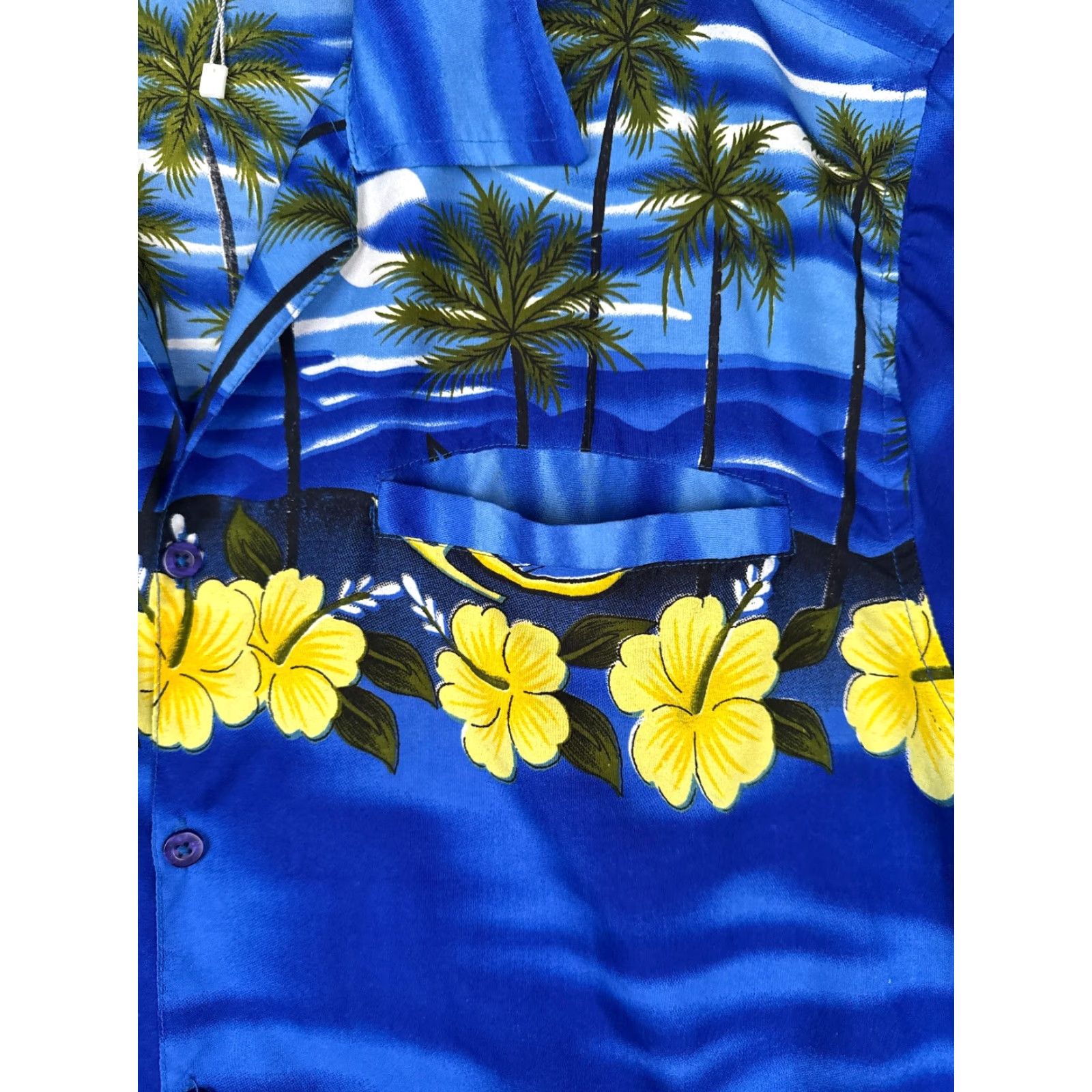 CO Pacific & Co Shirt Men Small Blue Floral Palm Tree 100% Polyester Hawaiian Size US S / EU 44-46 / 1 - 6 Thumbnail