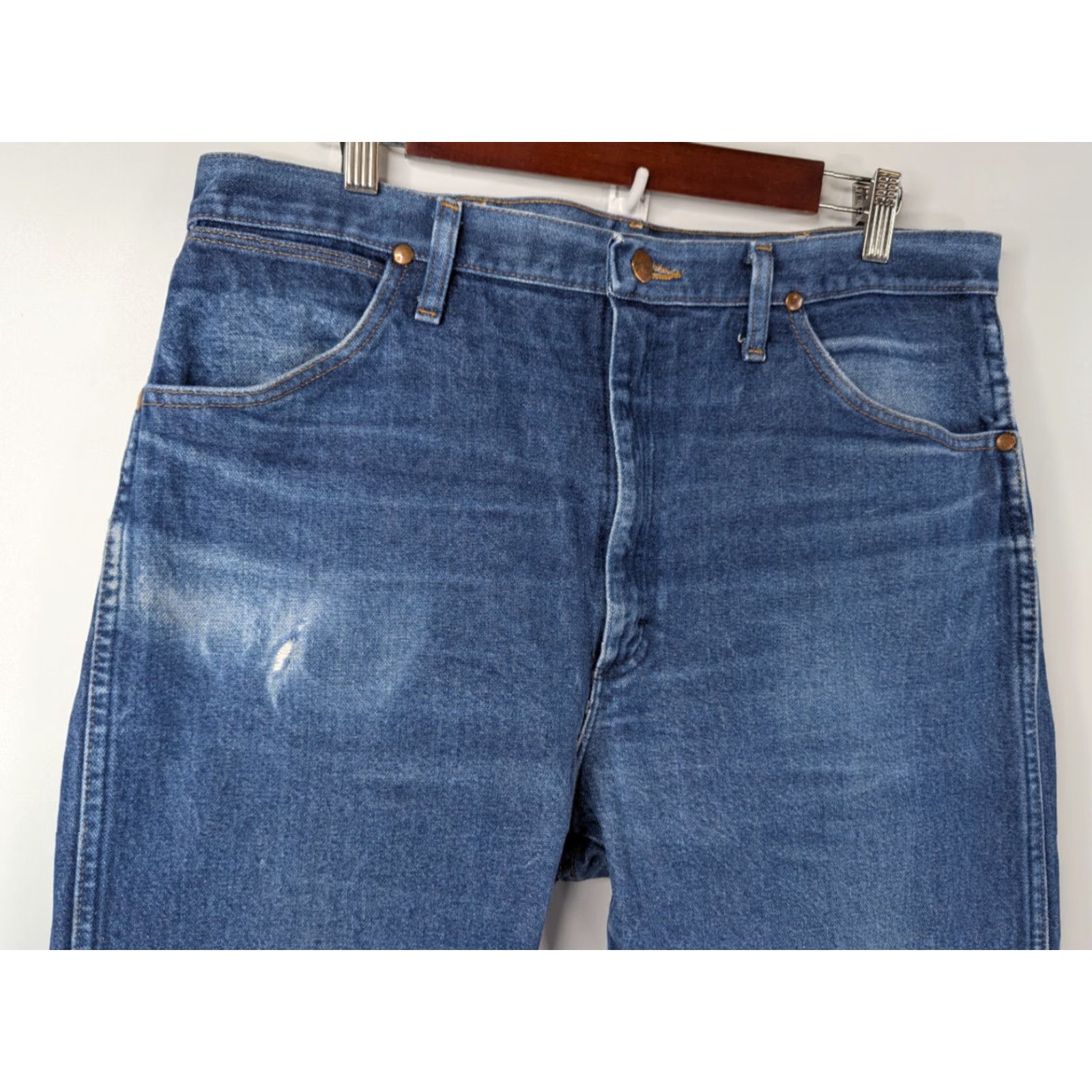 Wrangler VINTAGE Wrangler Cowboy Cut 13MWZ Jeans Men 36x34 Bootcut Western Workwear Distressed Blue Denim USA Cowboy Theme Mens Jeans Size US 36 / EU 52 - 2 Thumbnail