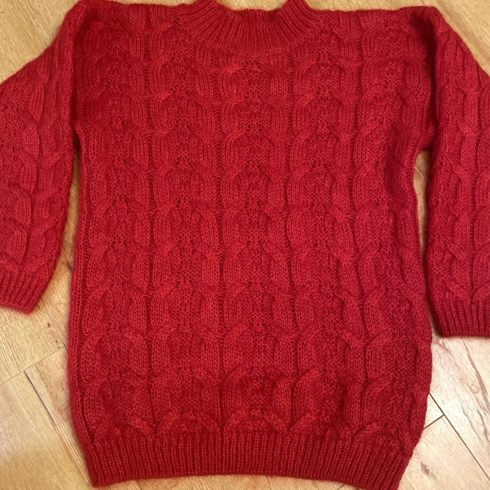 Vintage VINTAGE Tarazzia Sweater Womens Overize Small Mohair Wool Blend Valentines Pullover Mock Neck Long Sleeve Red Size S Knit Wool Blend Size S / US 4 / IT 40 - 2 Thumbnail
