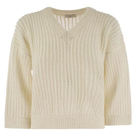 Peserico PESERICO Women Sweater A99562F05 WHITE Size M / US 6-8 / IT 42-44 - 1 Thumbnail