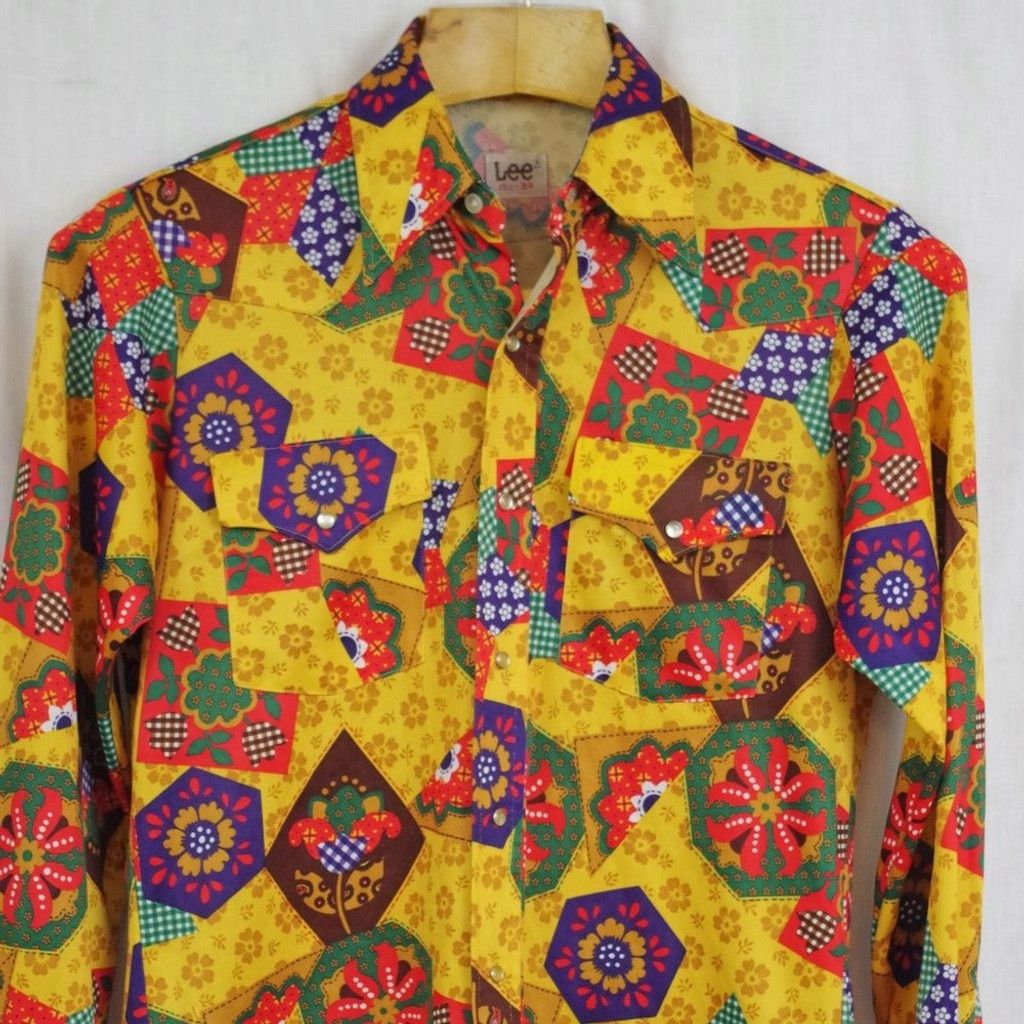 Lee Vintage Snap Button Patchwork Pattern Western Shirt 15.5-34 Size US M / EU 48-50 / 2 - 7 Thumbnail