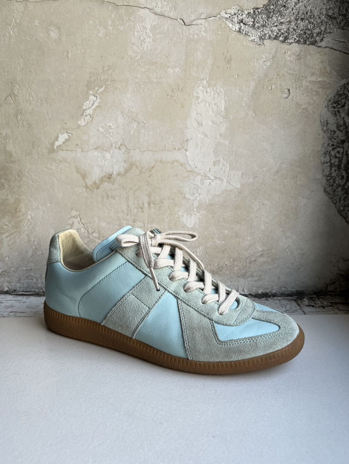 Maison Margiela Martin Era Replica Leather Trainers Shoes in Blue, Women's (Size 8)