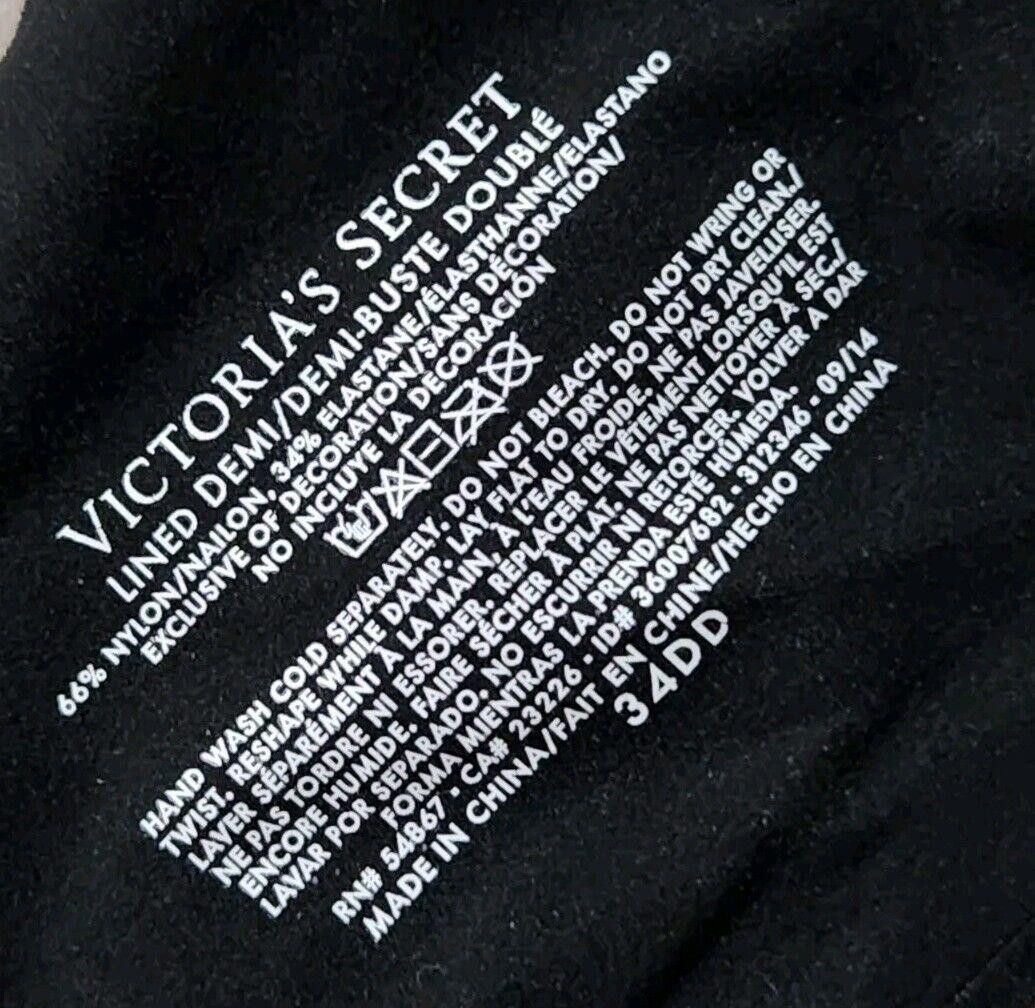 Designer Victoria Secret Lined Demi Bra Black 34DD Seamless Size ONE SIZE - 2 Thumbnail