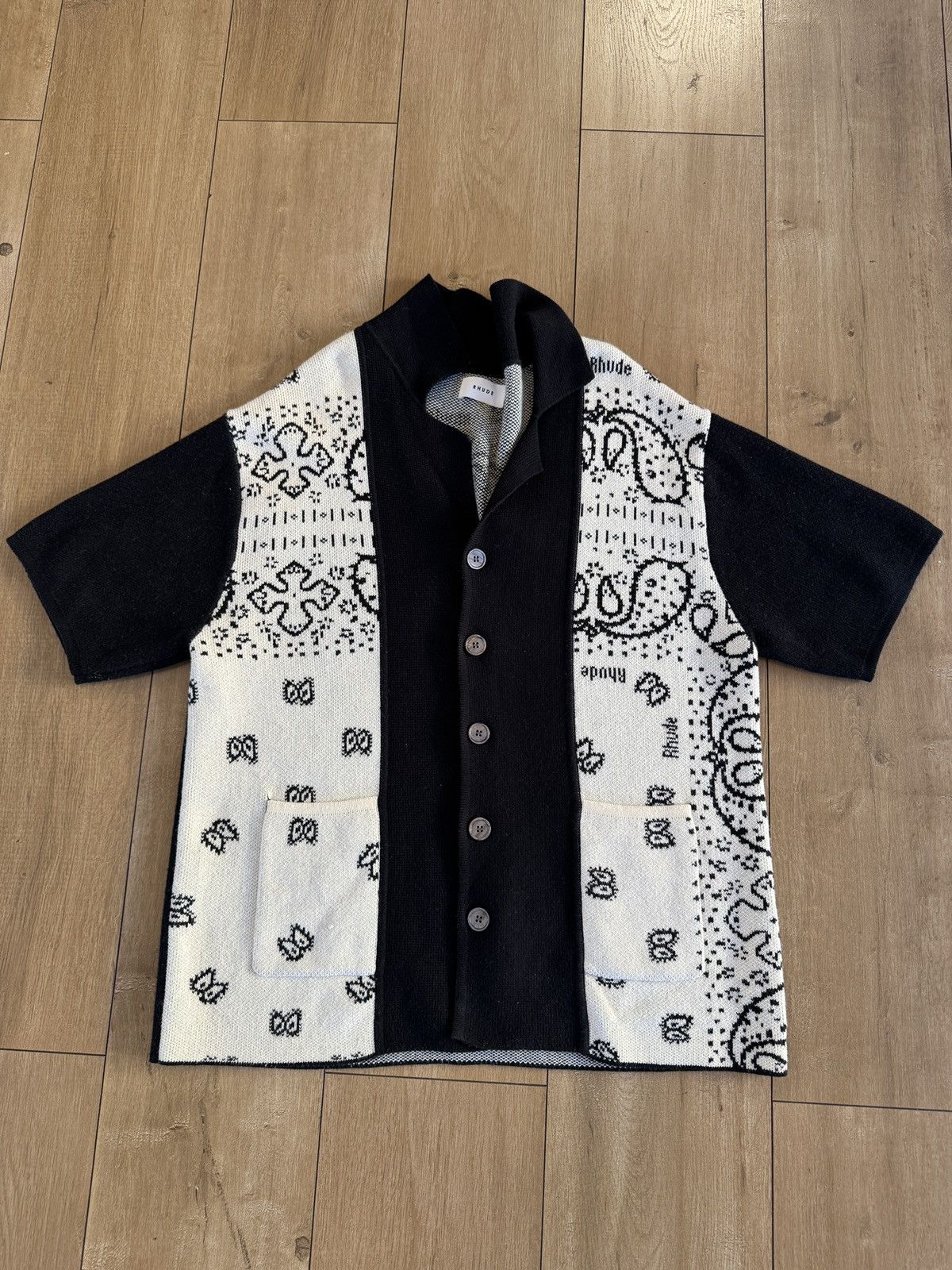 Rhude Rhude Banco Knit Shirt 'Black/Ivory Size US L / EU 52-54 / 3 - 1 Thumbnail
