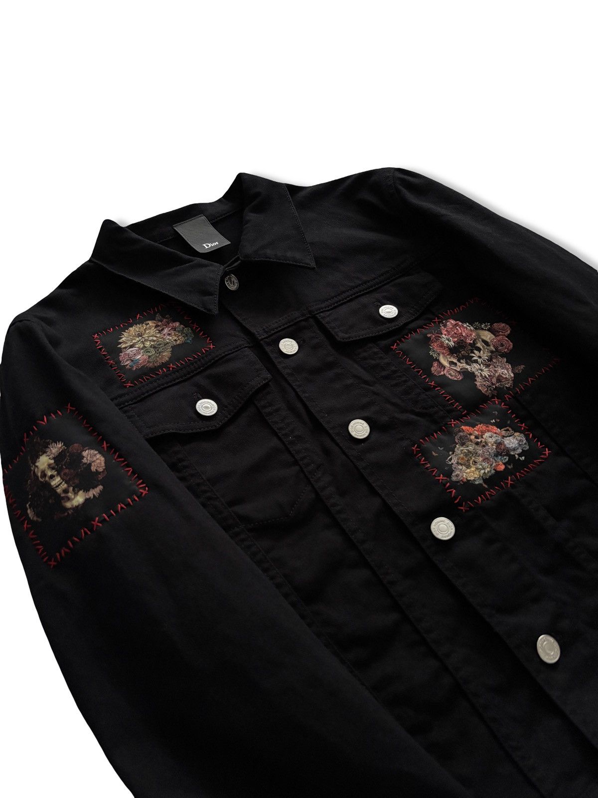 Dior Dior Homme SS17 “Skullroses Patchwork” Denim Jacket Size US S / EU 44-46 / 1 - 3 Thumbnail