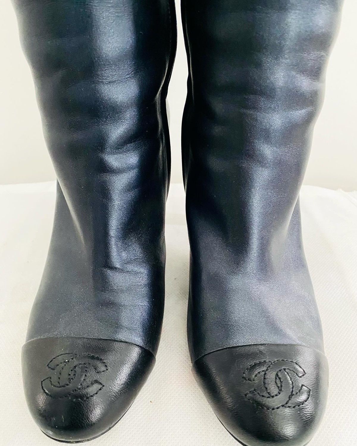 Authentic Chanel two tones leather boots