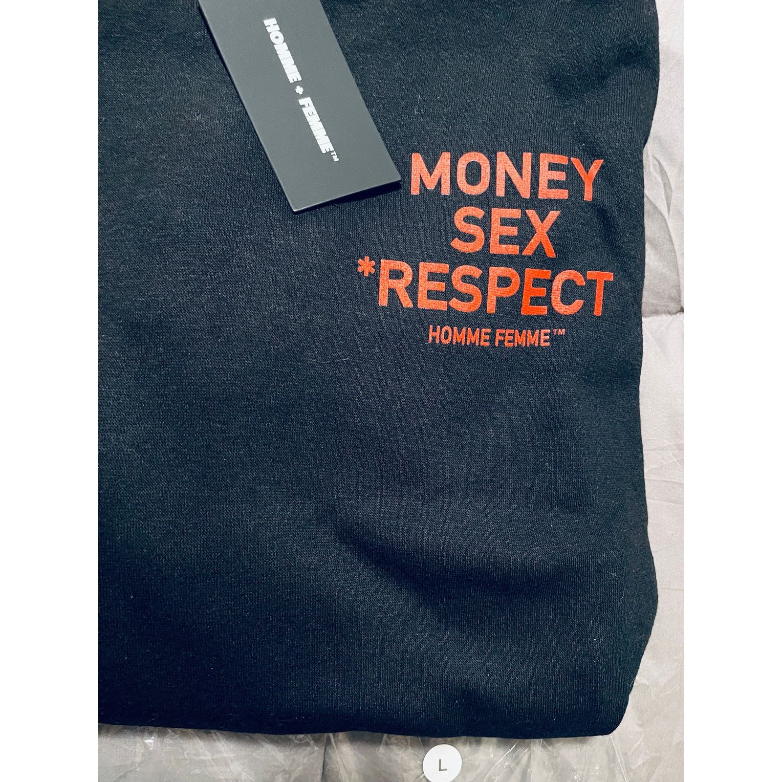 Homme + Femme La •NWT• Homme + Femme LA Black w/ Red Money Sex Respect Hoodie Size US L / EU 52-54 / 3 - 7 Thumbnail