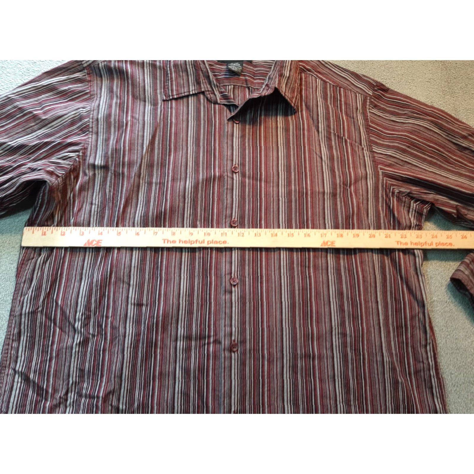 Vintage J. Ferrar Long Sleeve Shirt Mens Button-Down Striped Red XL 17-17 1/2 Regular Size Mens Size US XL / EU 56 / 4 - 5 Thumbnail
