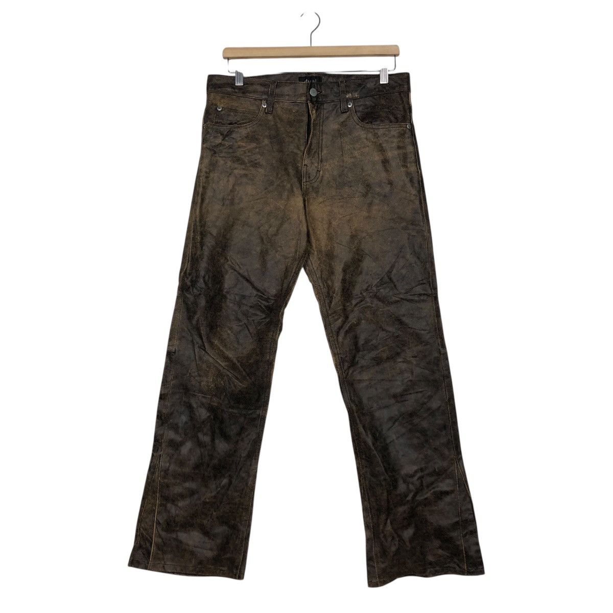 Japanese Brand 📌Vintage Biker Racing Leather Pants Dual Issey Miyake Size US 32 / EU 48 - 2 Thumbnail