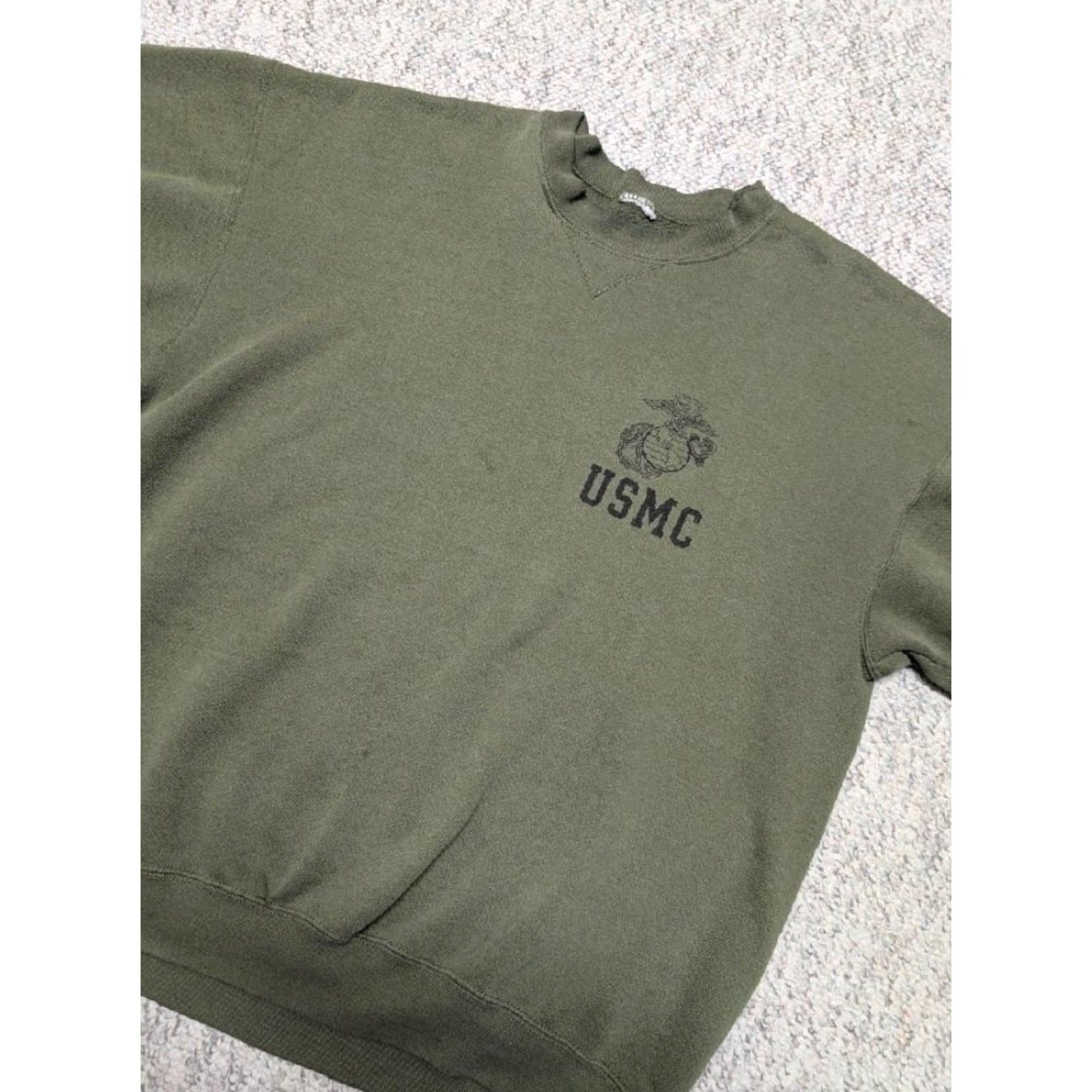 Vintage USMC 1980s-90s vintage Green Sweatshirt Crew Neck Pullover Men L Shirt Hoodie? Size US L / EU 52-54 / 3 - 4 Thumbnail