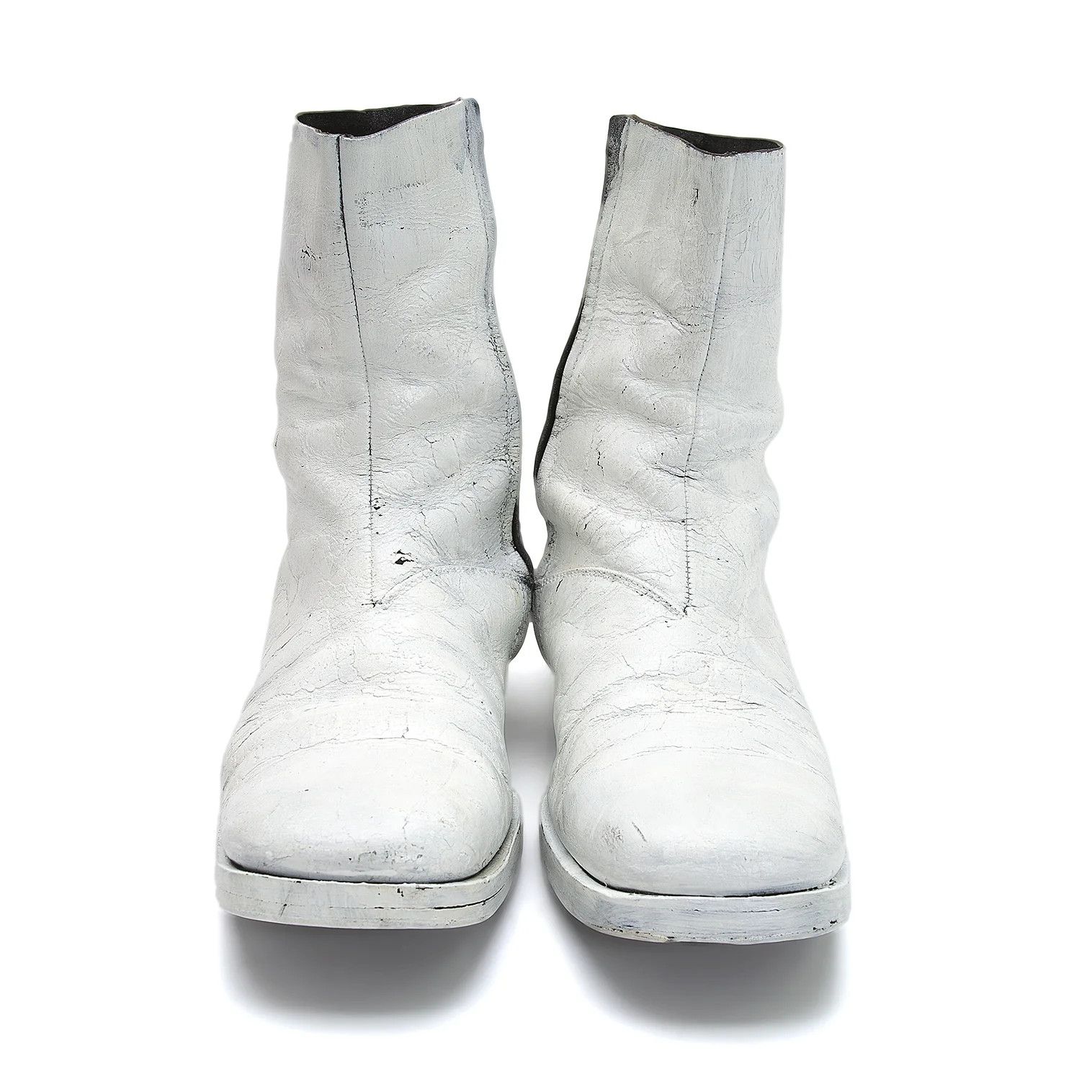 Maison Margiela Square-Toe Painted Leather Boots in White, Size 28cm Size US 10 / EU 43 - 2 Thumbnail