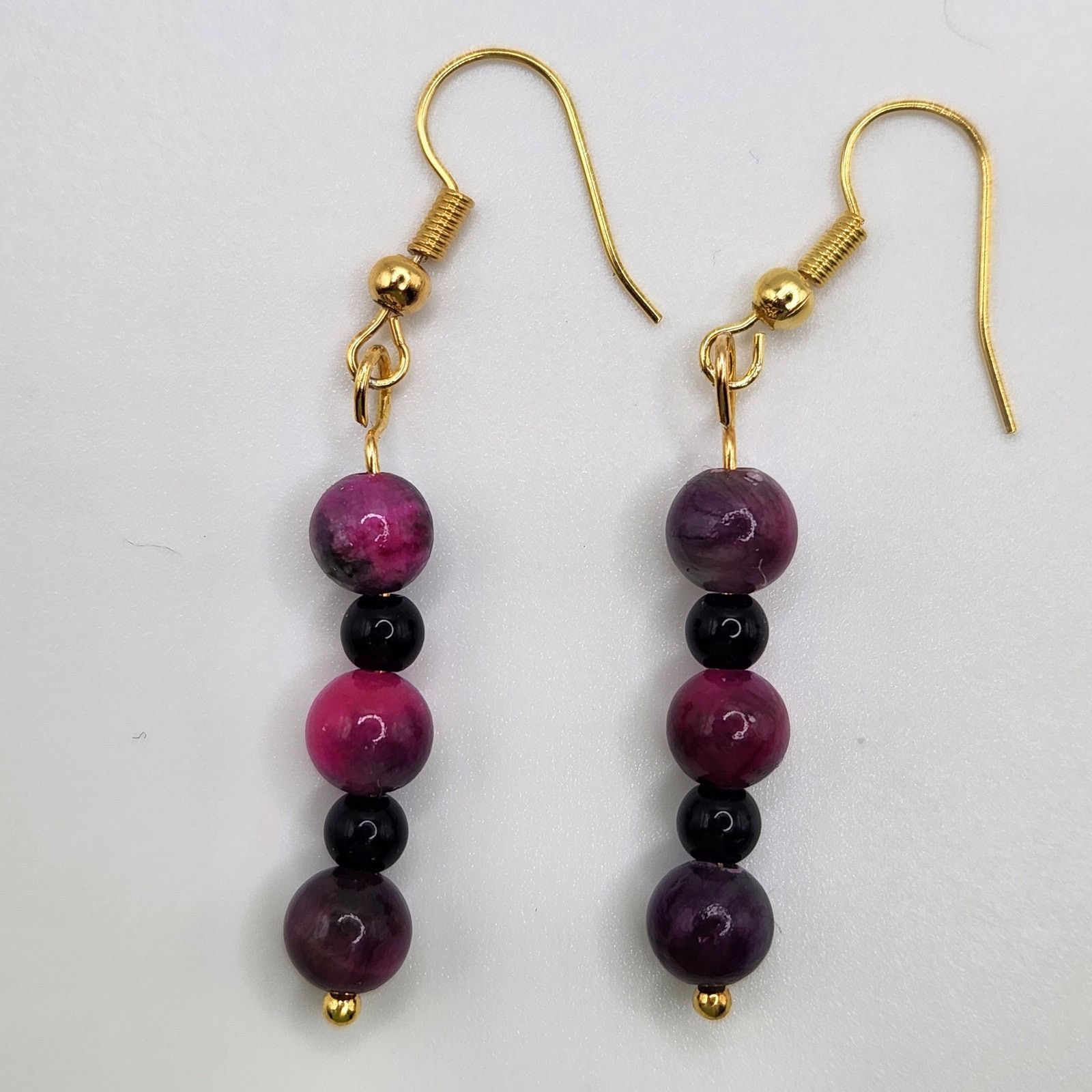 Other Handmade Multicolored Jade and Black Amethyst Earrings 2" Size ONE SIZE - 6 Thumbnail