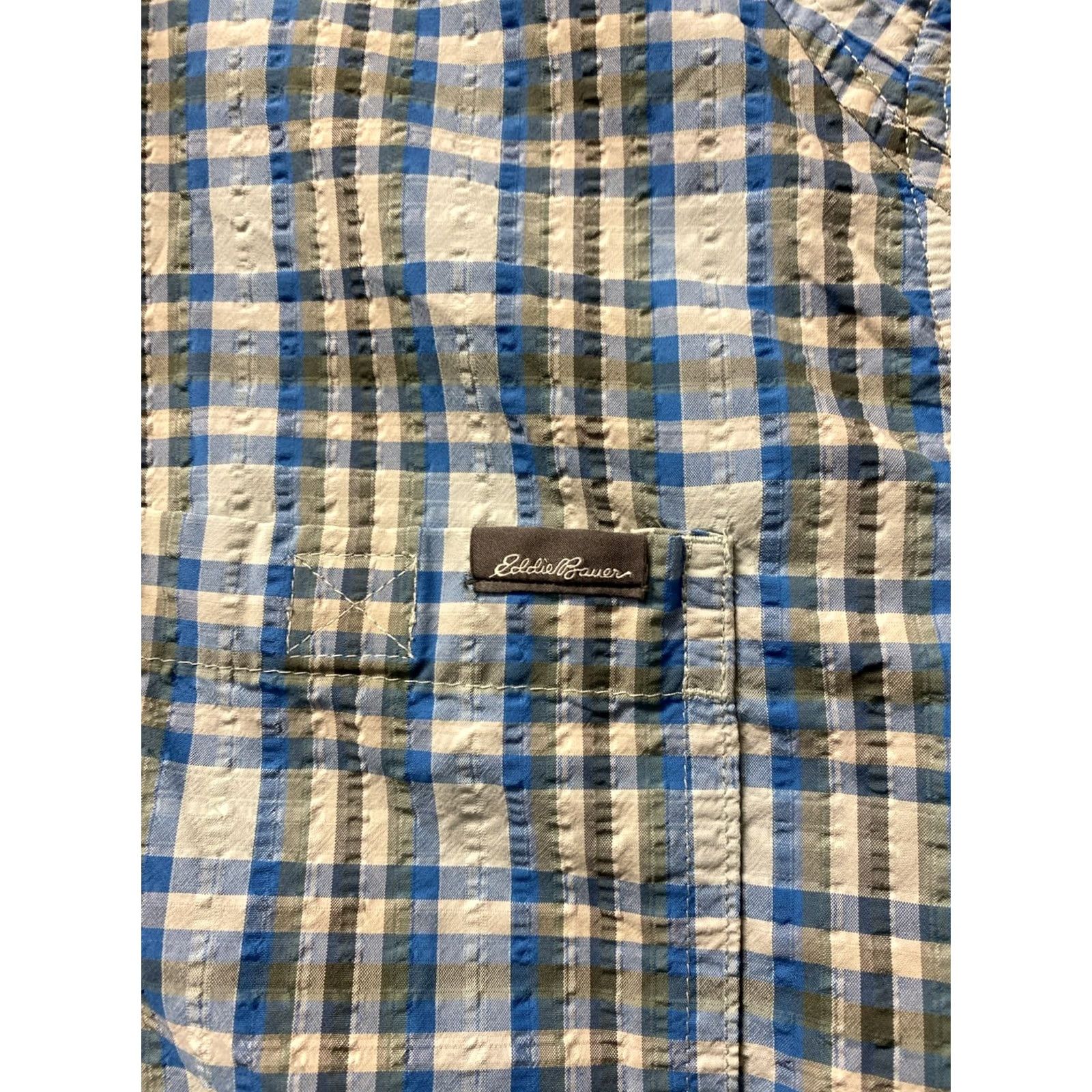 Eddie Bauer Eddie Bauer Button-Up Shirt XL Turquoise Blue Plaid Multicolor Short Sleeve Button-Down Pocket Classic Outdoor Travel Mens XL Size US XL / EU 56 / 4 - 5 Thumbnail