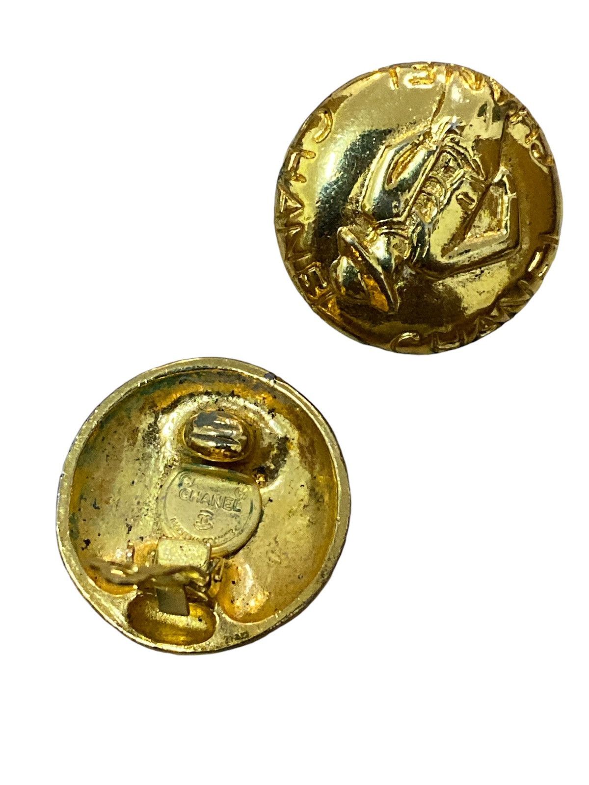Chanel Vintage Chanel 24K Gold Plated Round Mademoiselle Earrings Size ONE SIZE - 5 Thumbnail