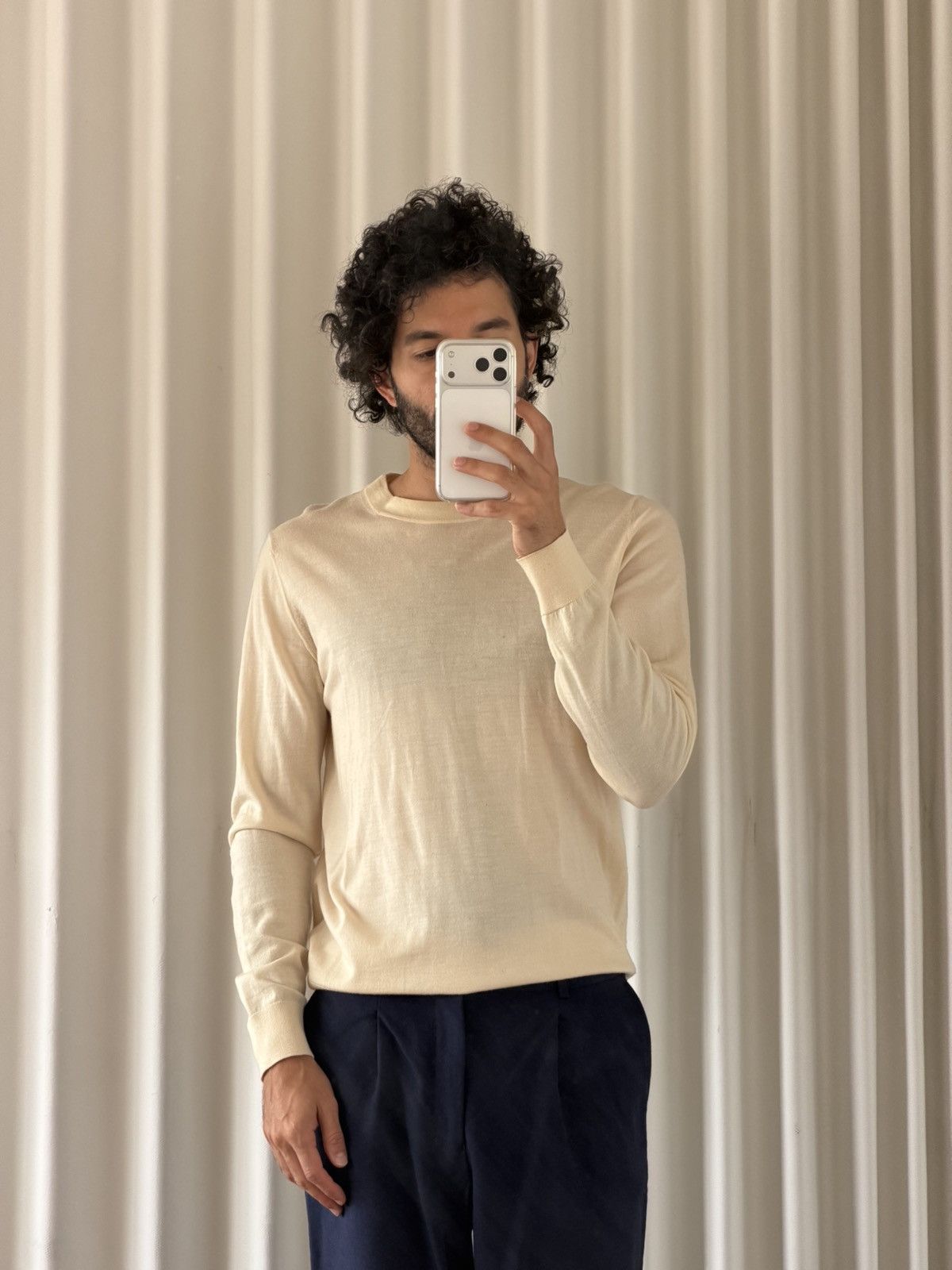 Sandro Sandro Paris Cream Lightweight Knit Sweater Size US M / EU 48-50 / 2 - 2 Thumbnail