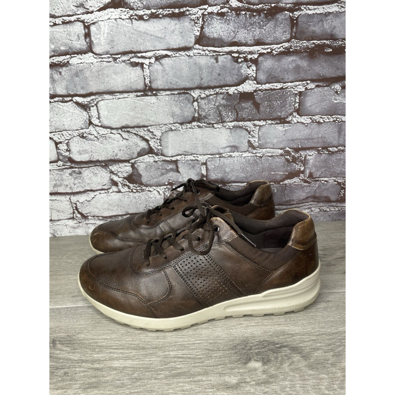 Ecco ECCO Danish Design Brown Leather Casual Low Top Sneakers Men Size US 10.5 / EU 43-44 - 13 Thumbnail