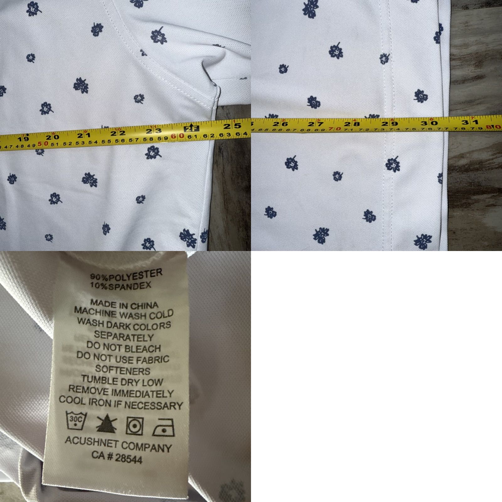 Footjoy VINTAGE FootJoy Polo Golf Shirt White Blue Flowers Floral Men's Large Stretch Arrowhead Size US L / EU 52-54 / 3 - 9 Thumbnail