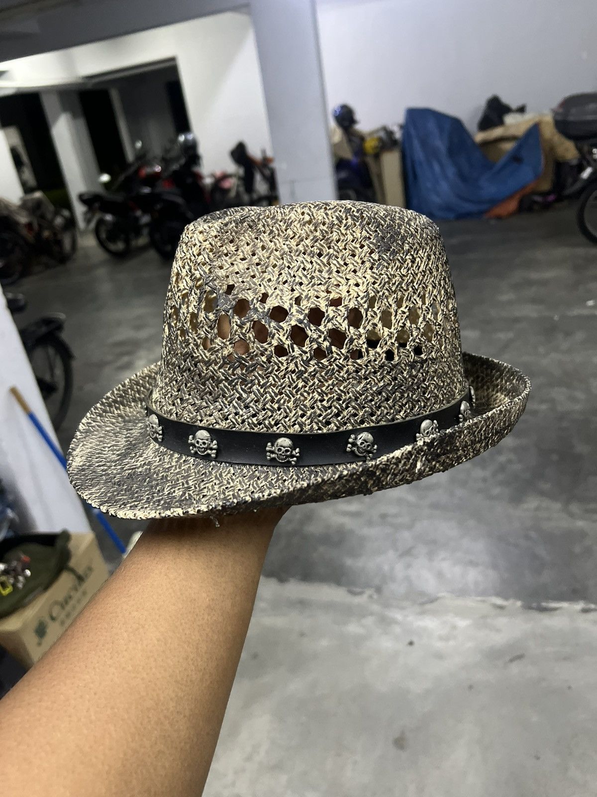 Japanese Brand × Vintage SNAKESKIN EFFECT STRAW COWBOY HAT SKULL Size ONE SIZE - 2 Thumbnail