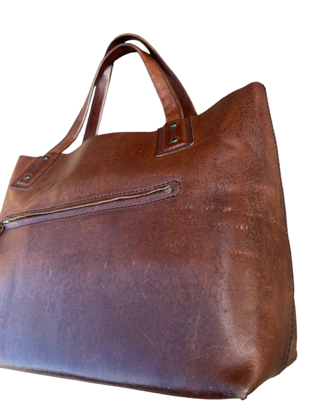 Japanese Brand × Leather Vintage DAKOTA Japan Patina Solid Leather Tote Bag Size ONE SIZE - 11 Thumbnail