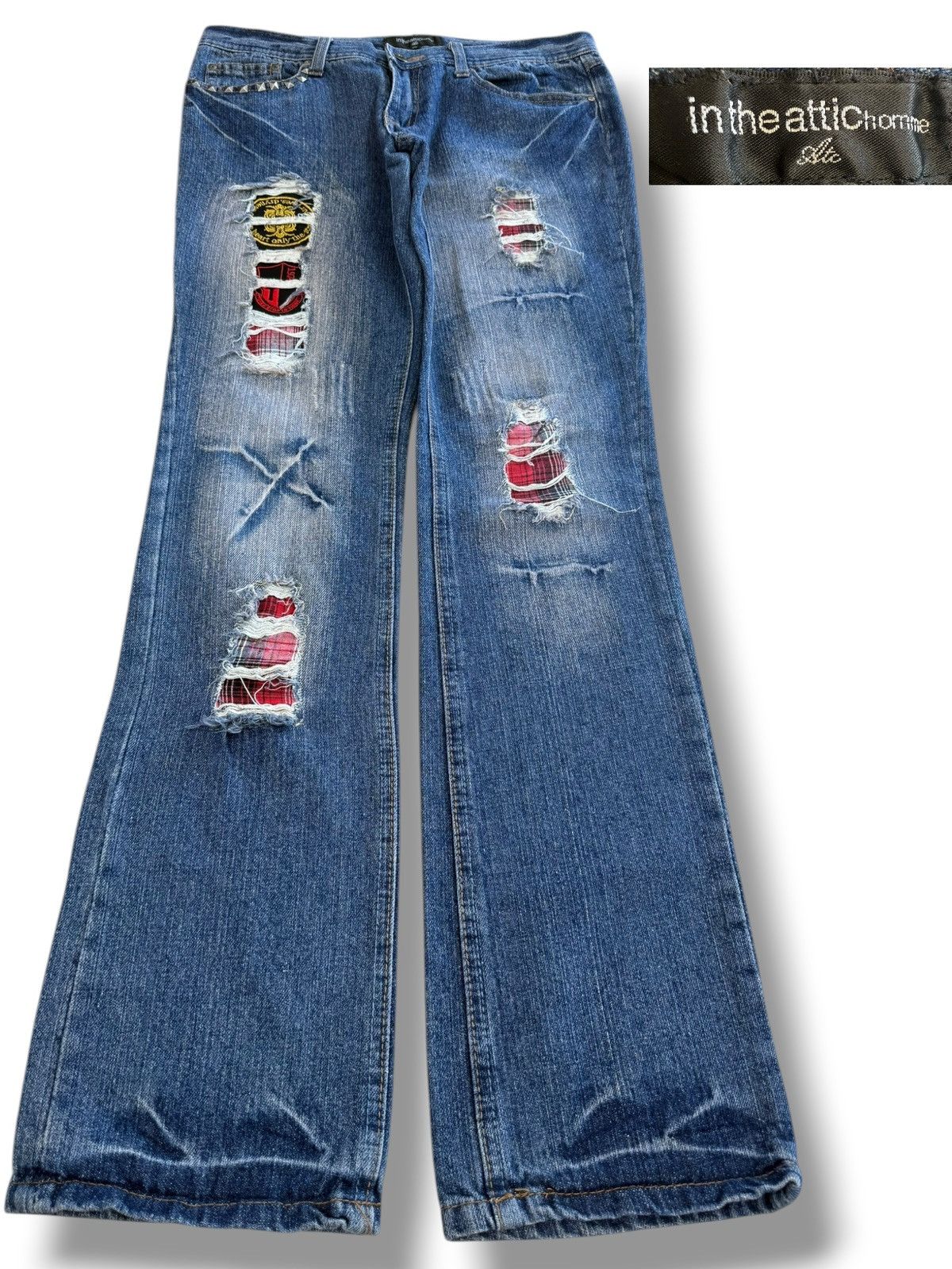 In The Attic Blue Faded Wash Patchwork Jeans