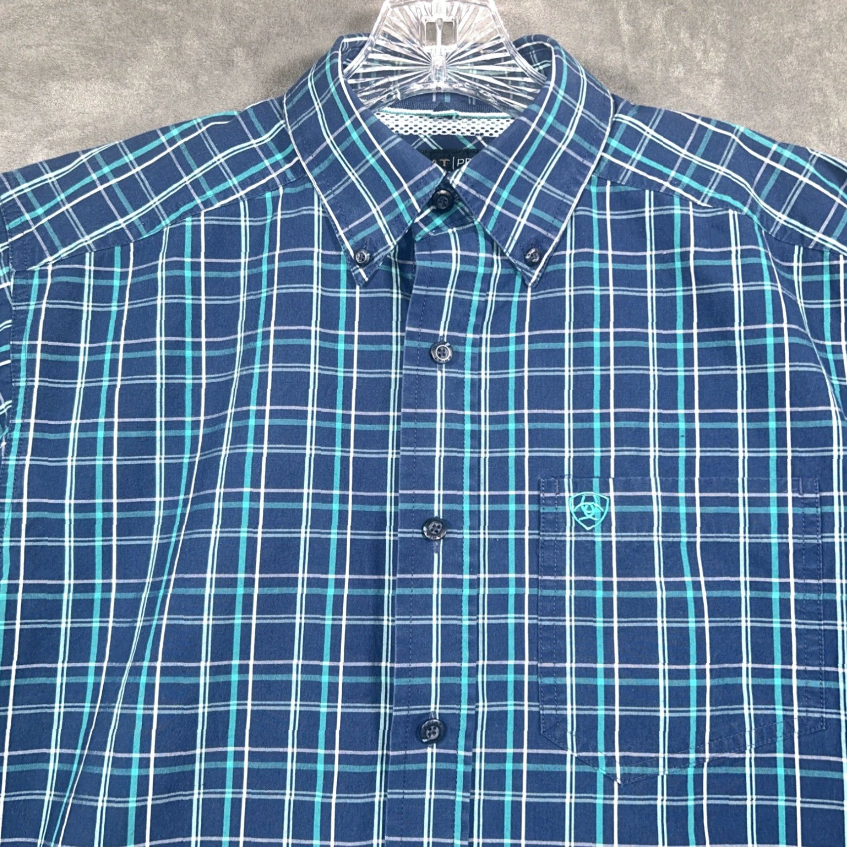 Ariat Ariat Pro Series Shirt Mens Small Button-Down Long Sleeve Plaid Blue Green Western Cowboy Size US S / EU 44-46 / 1 - 2 Thumbnail